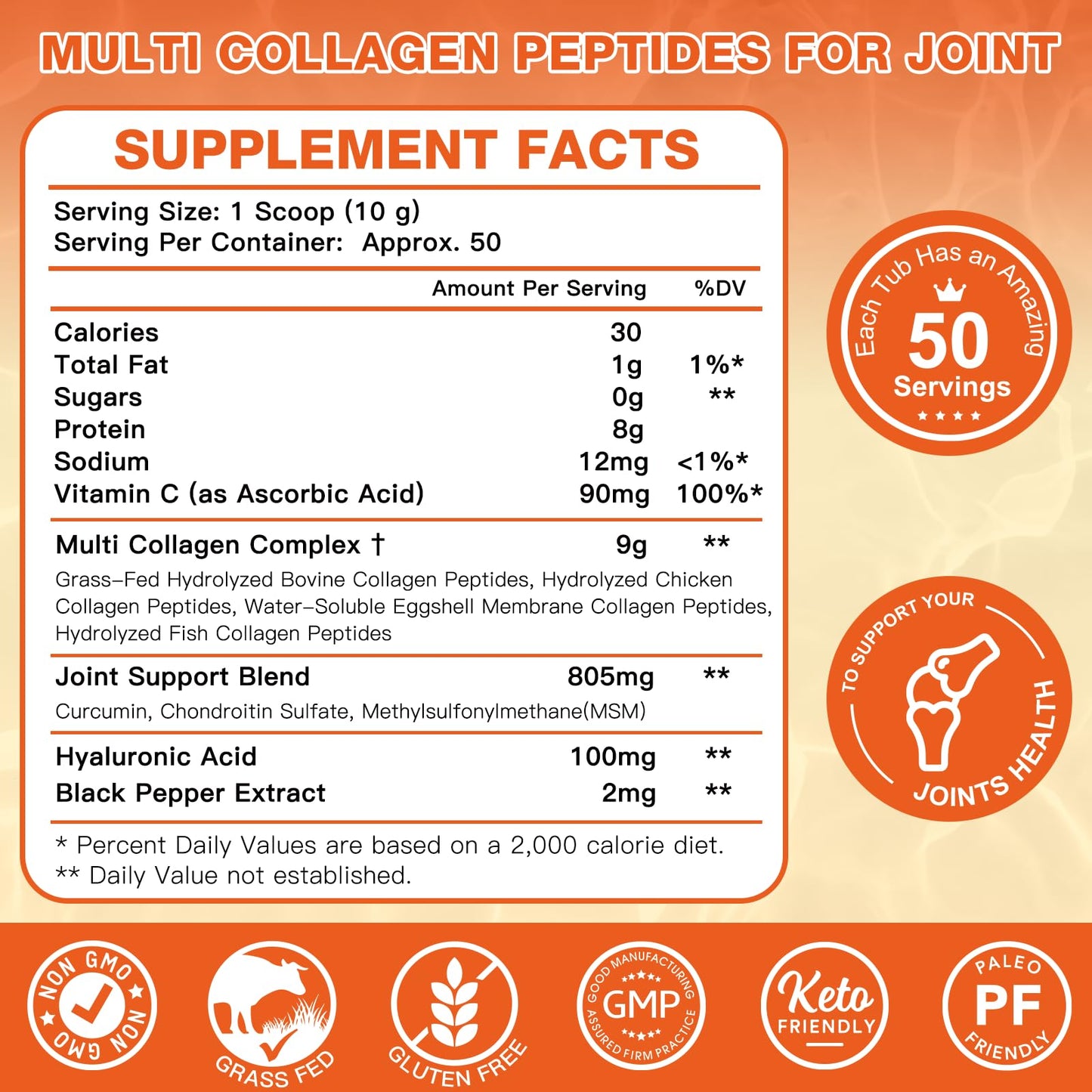 ZEBORA Multi Collagen Peptides Powder with MSM & CS, 1.1 Ounce