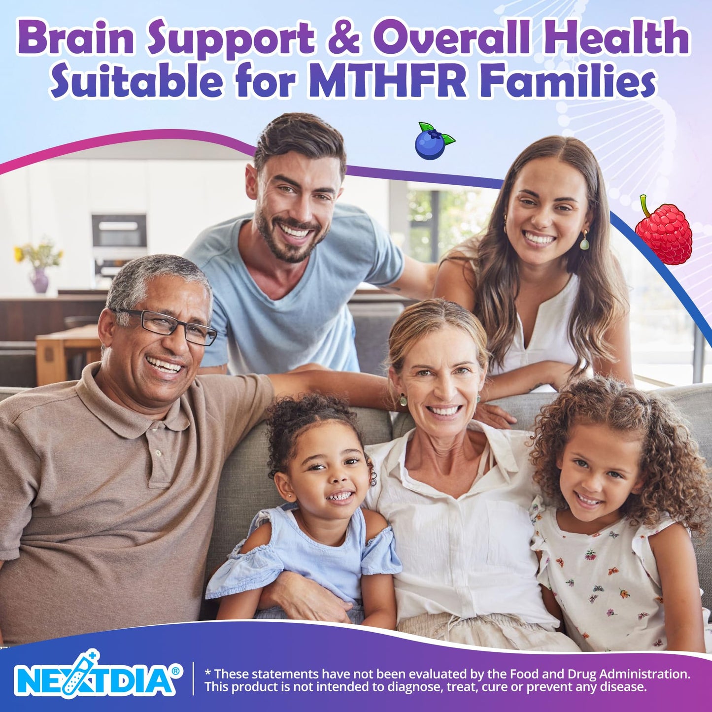Nextdia L-Methylfolate 1000 mcg + Methyl B12 Gummies, 60 Count
