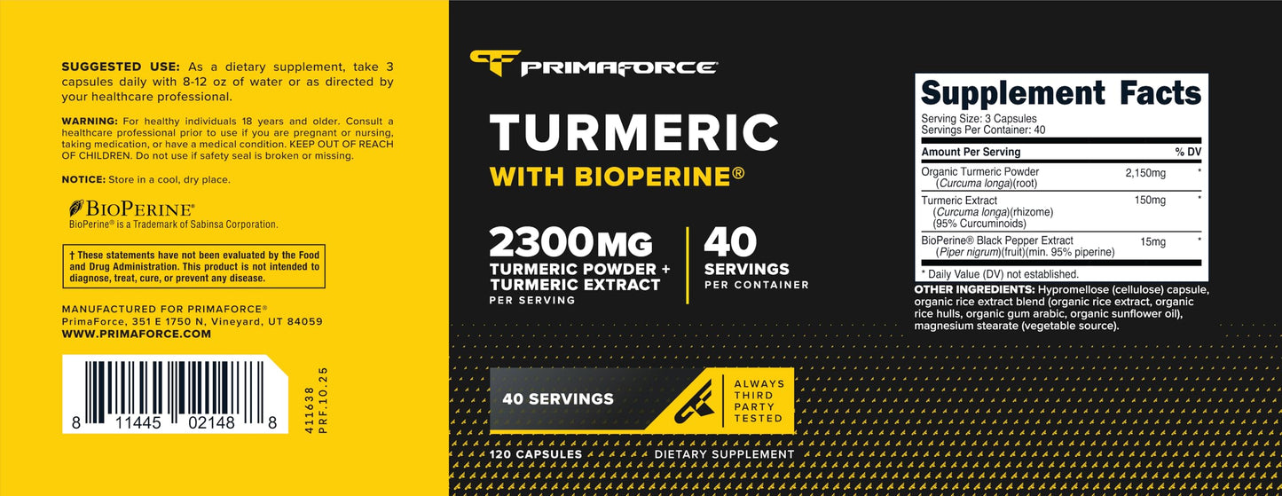 Primaforce Turmeric with Bioperine 120 Capsules