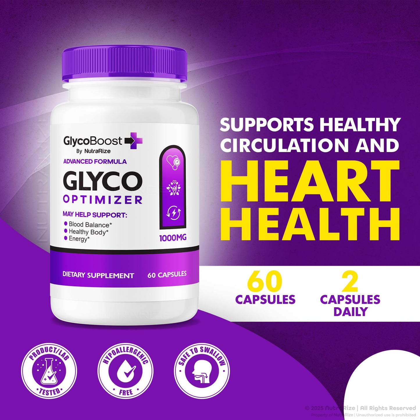 NutraRize GlycoBoost Blood Support Formula Capsules, 180 Capsules