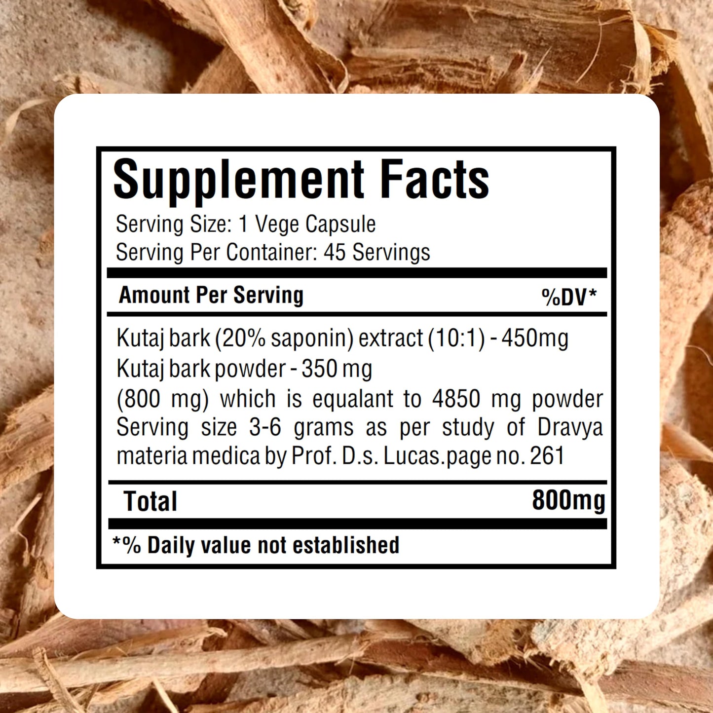 Herbsforever Kutaja Holarrhena Antidysenterica Digestion Care Capsules 45 Count