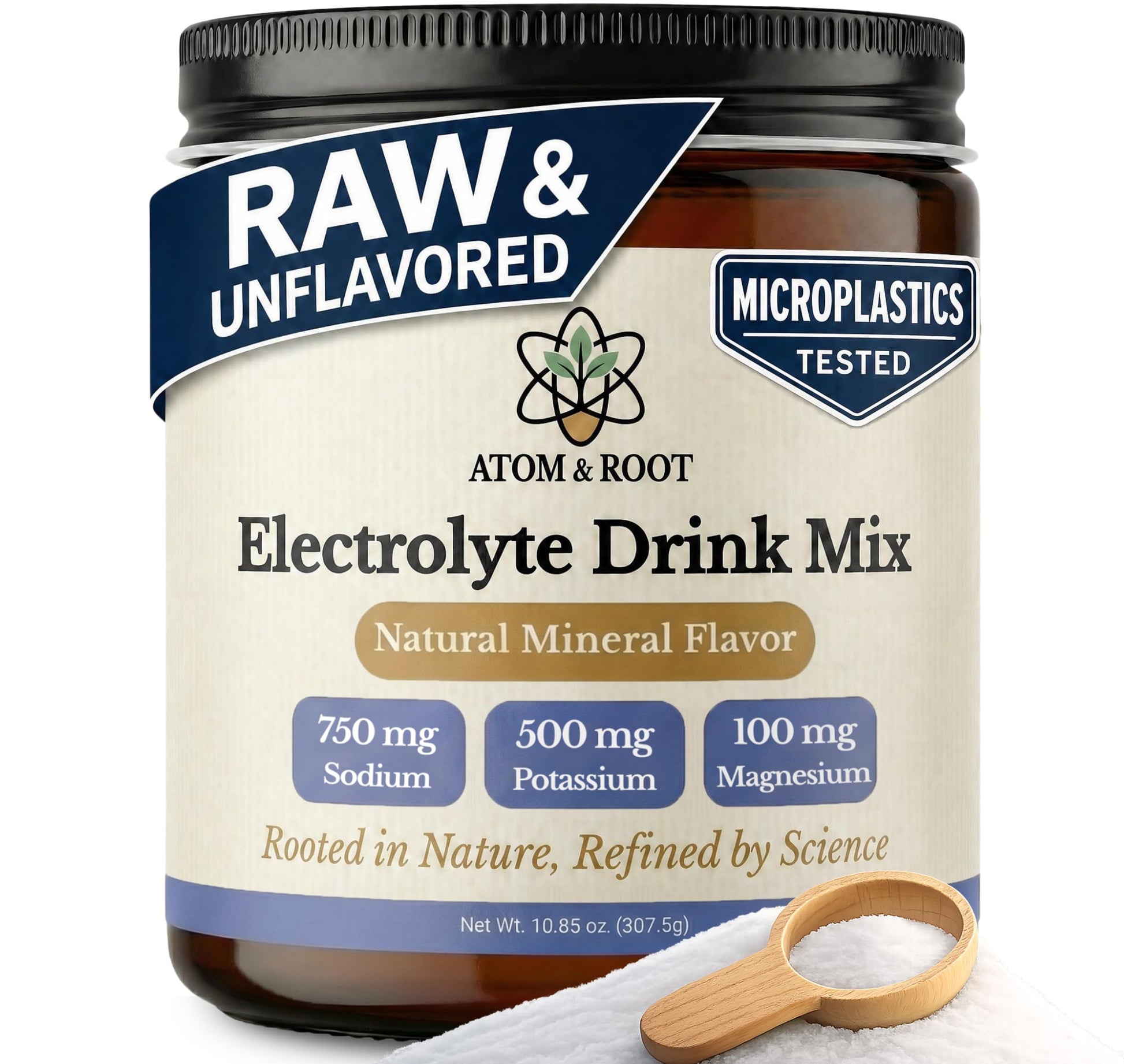 Atom & Root Raw & Unflavored Electrolytes Powder - Natural Fasting Salts, 10.85 oz