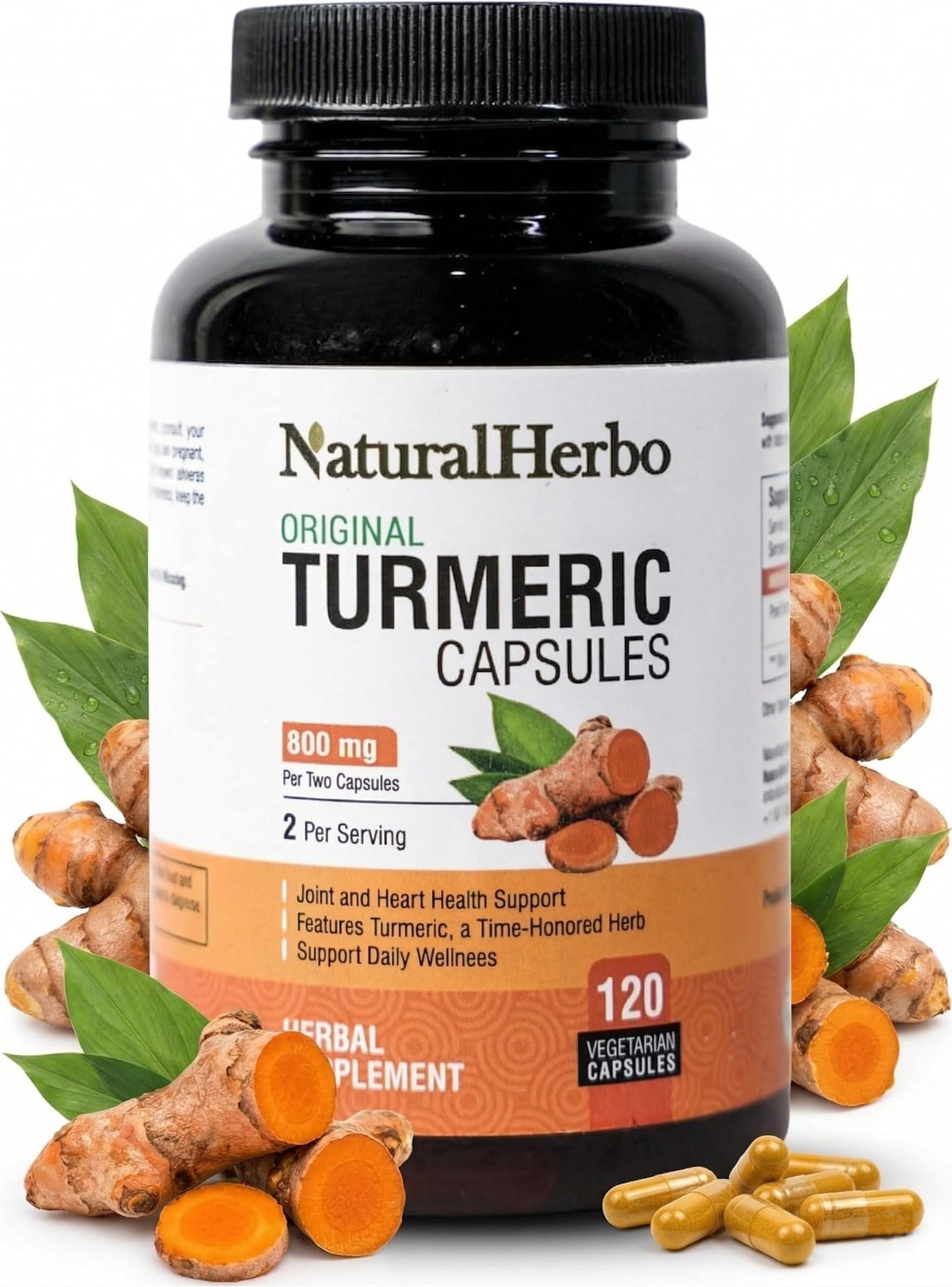 NaturalHerbo Turmeric Capsules 800mg, 120 Capsules