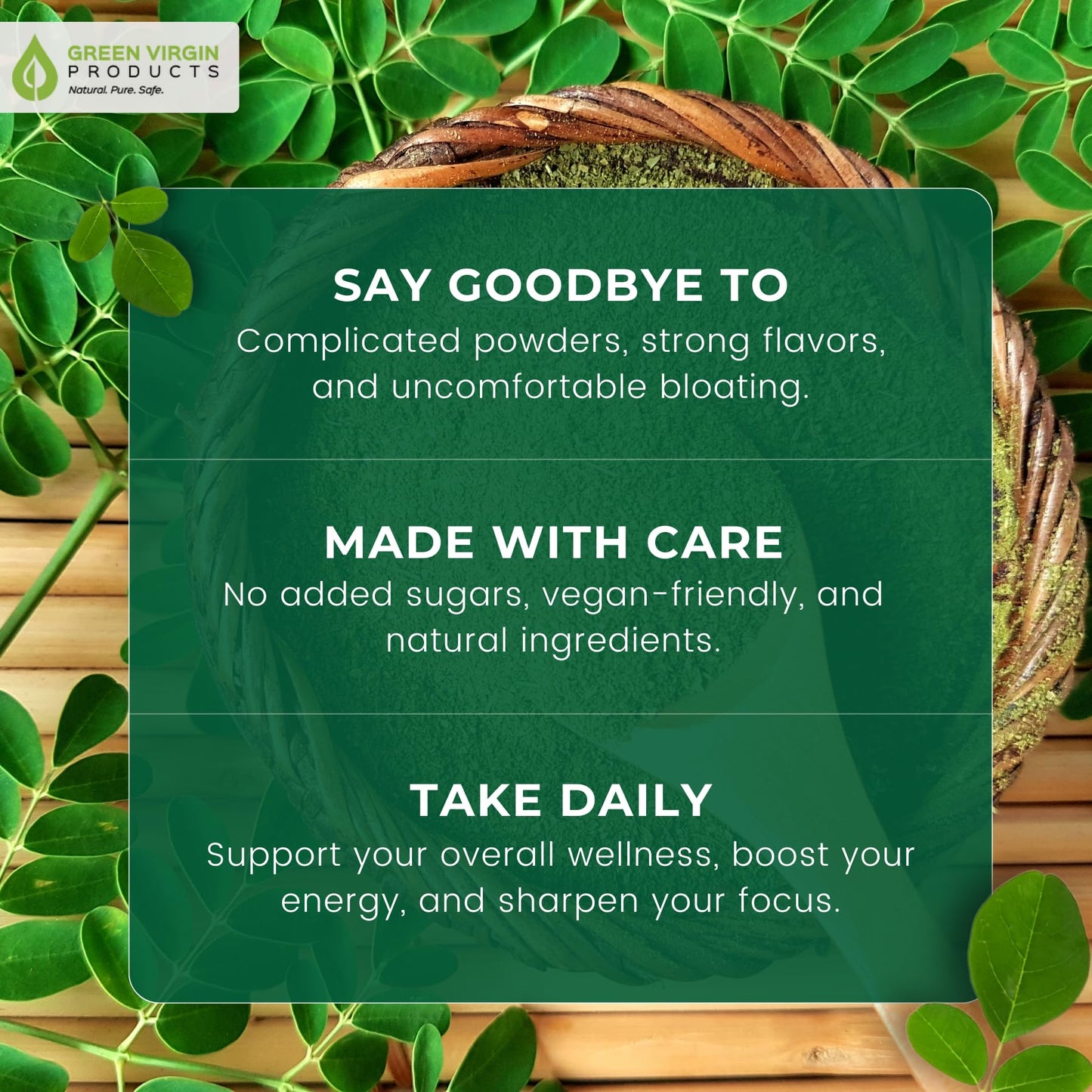 Green Virgin Products Moringa Leaf Powder 120 Count