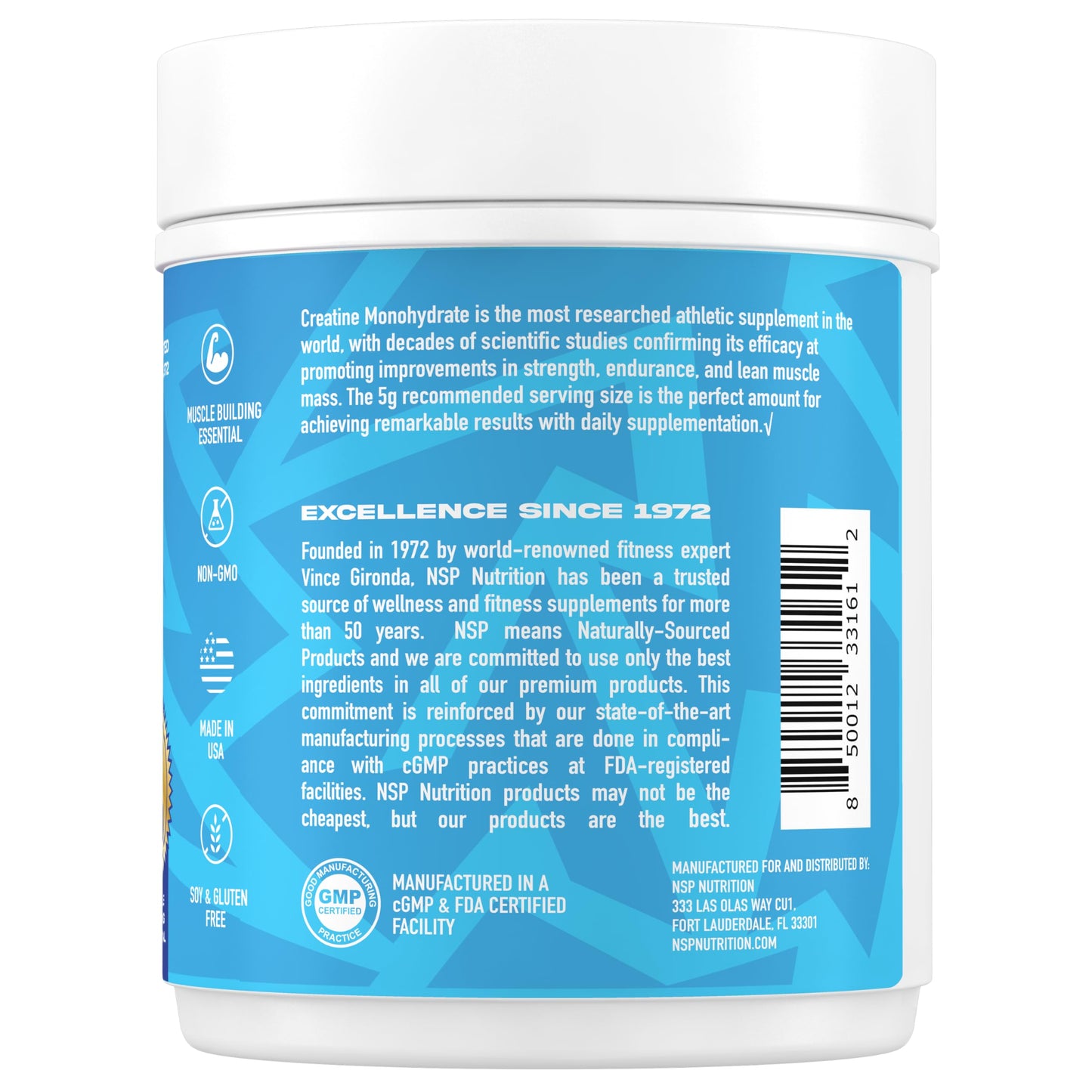 NSP Nutrition Micronized Creatine Monohydrate Powder, 18 Servings