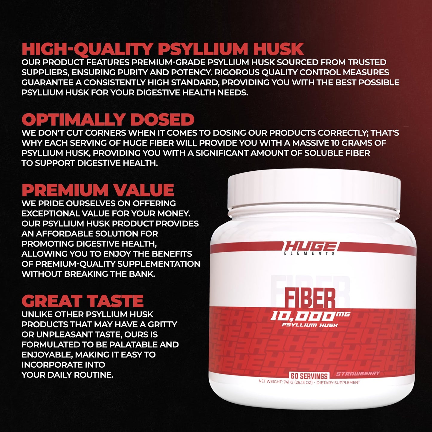 Huge Supplements Psyllium Husk Powder, 26.1 oz
