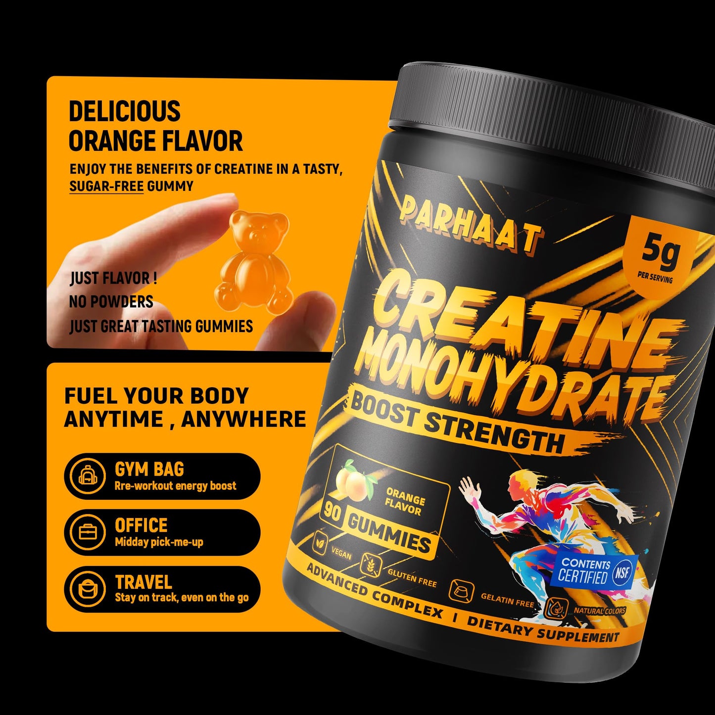 Parhaat Creatine Monohydrate Gummies 90 Count