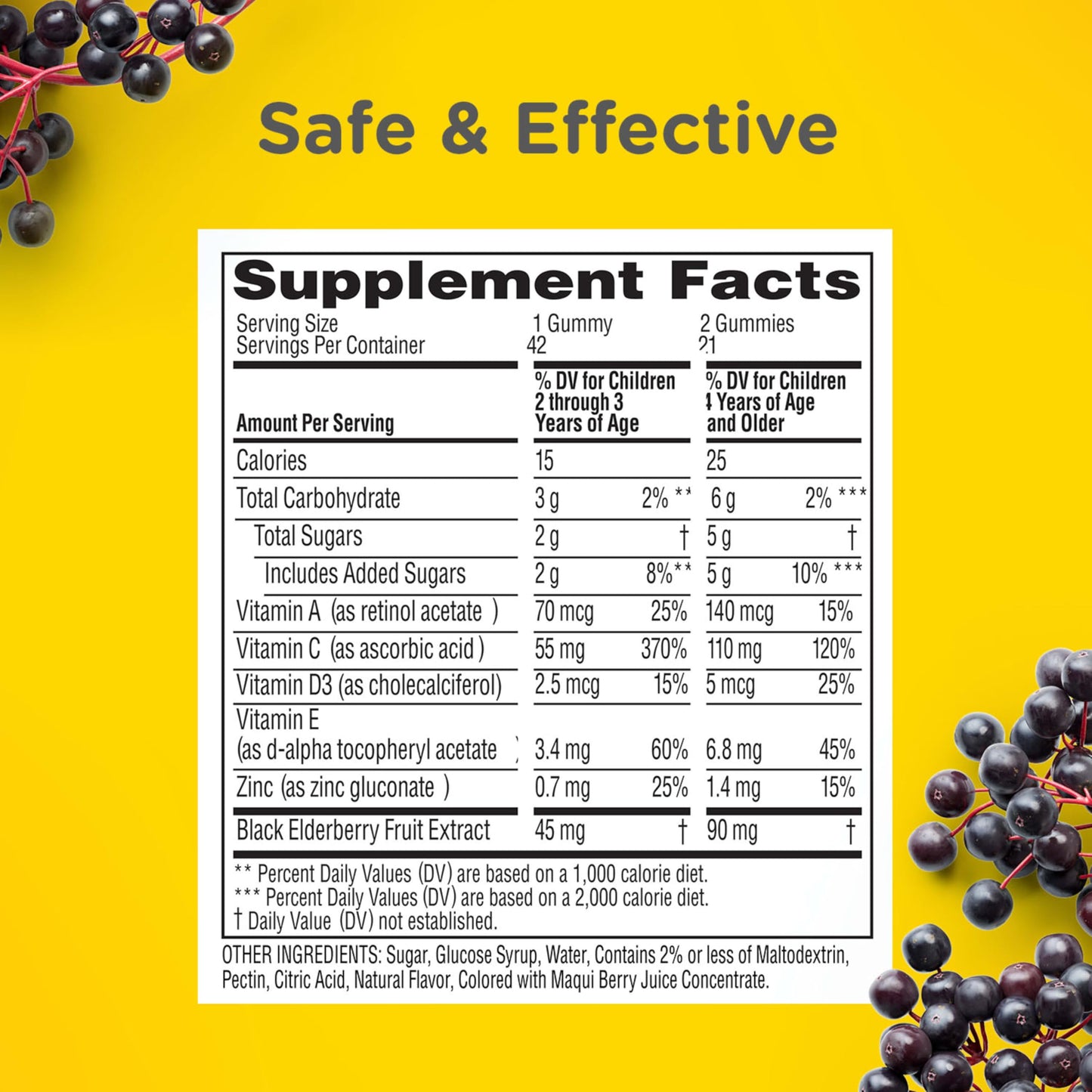 Zarbee's Elderberry Gummies for Kids Immune Support, 42 Count