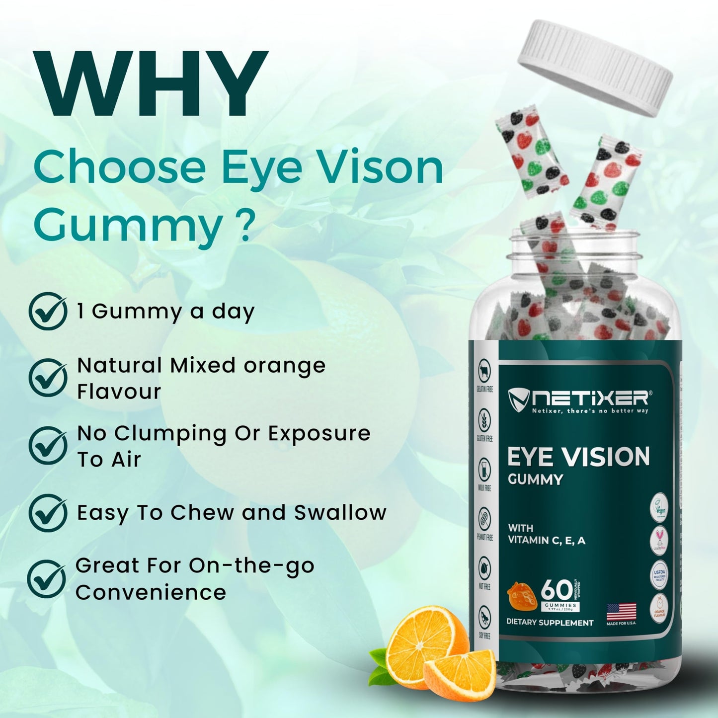 nETiXER Eye Vision Gummies, 60 Gummies