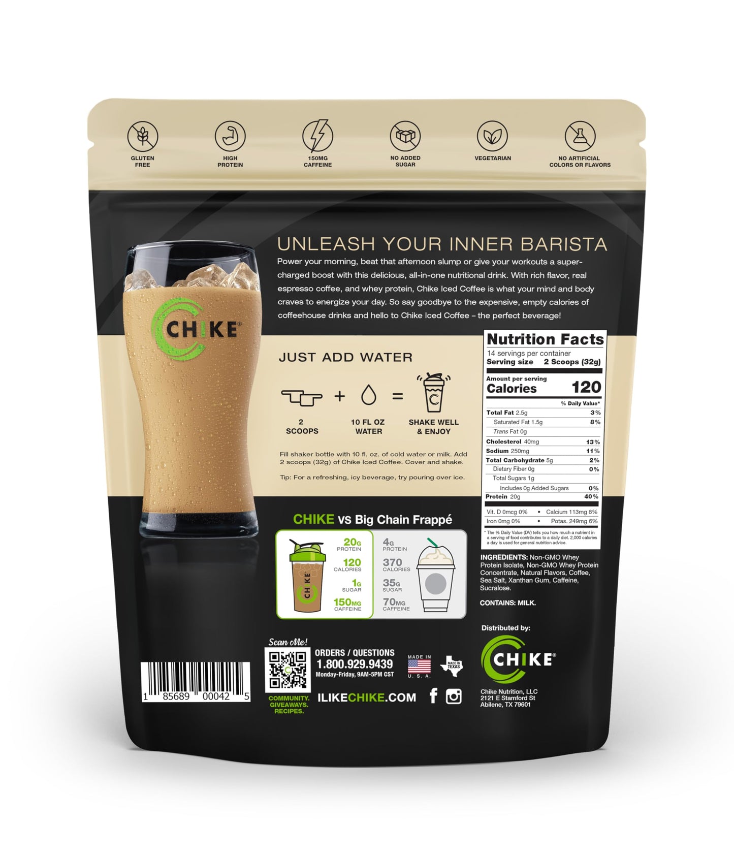 CHIKE Vanilla High Protein Iced Coffee Powder 15.8 Ounce