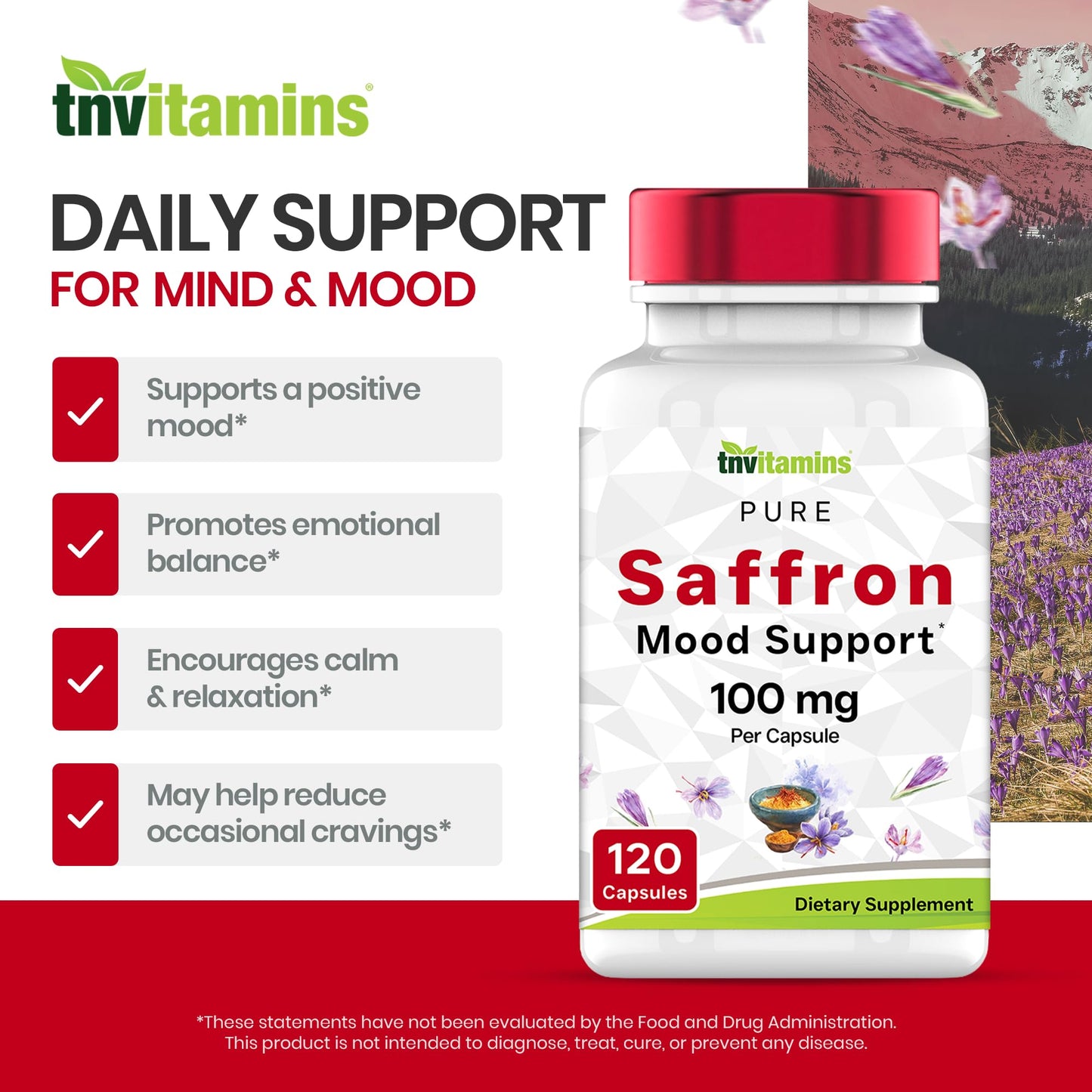 tnvitamins Saffron Capsules 100 mg, 120 Capsules