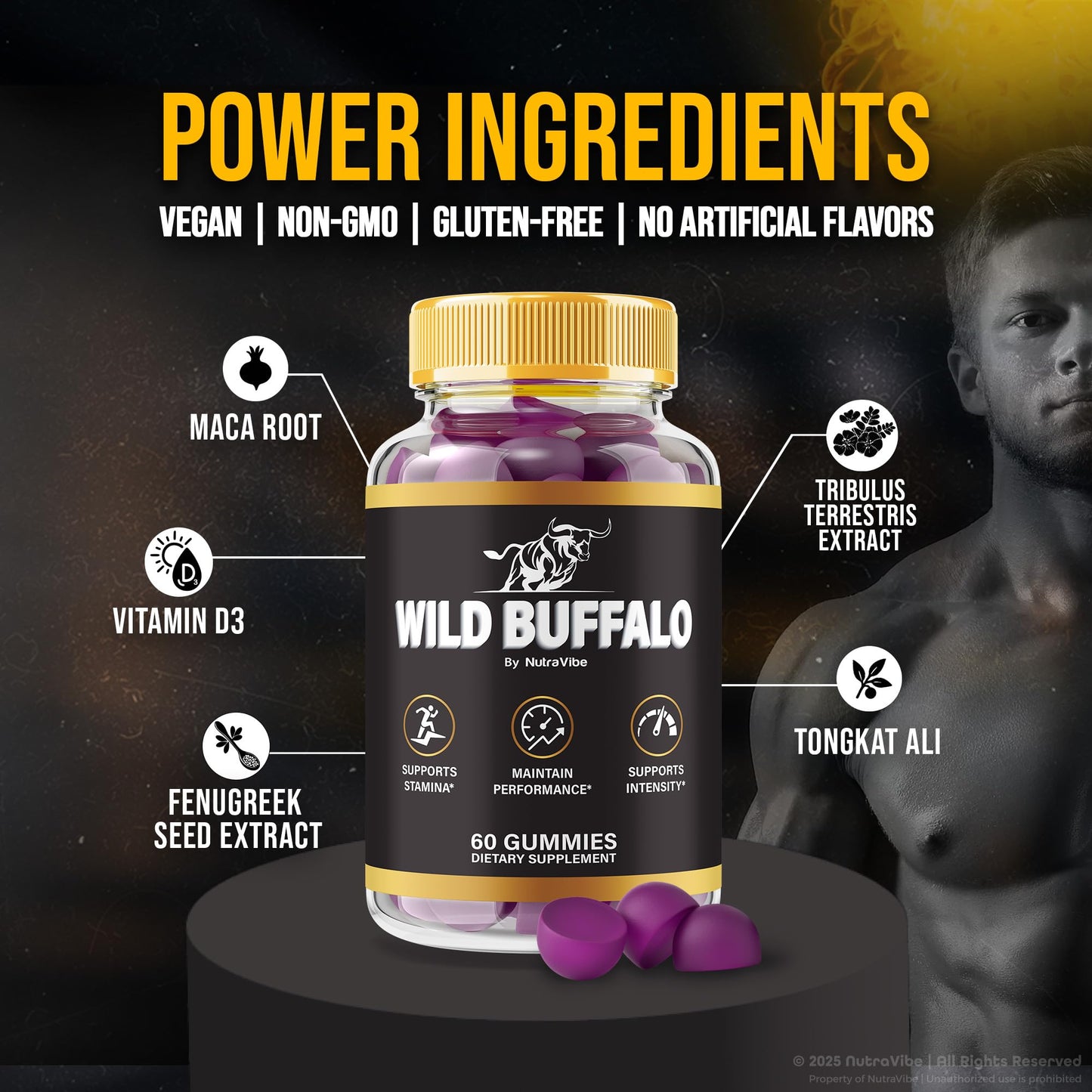 NutraVibe Wild Buffalo Gummies 120 Gummies