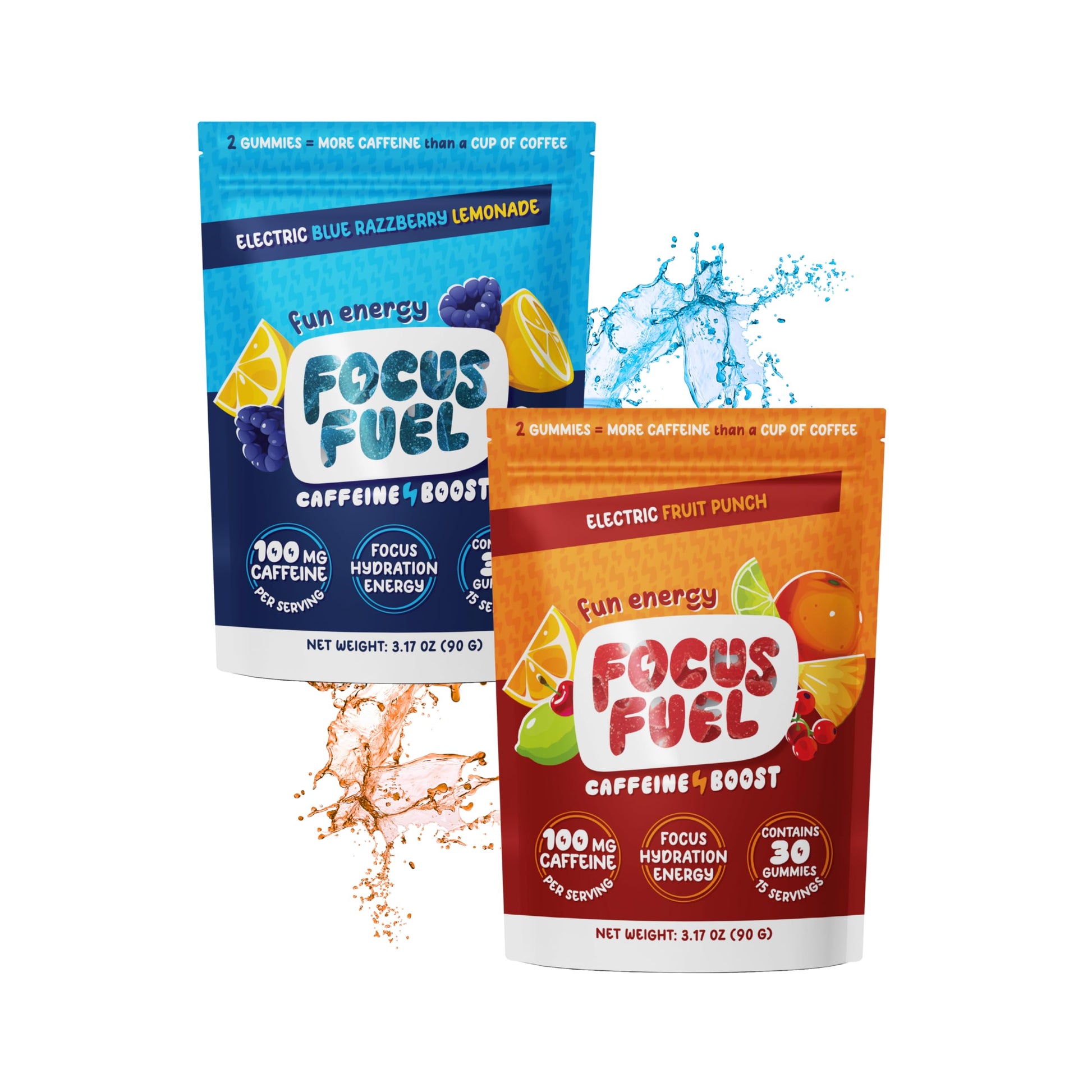 FocusFuel Energy Chews Variety Pack – Fruit Punch & Blue Razzberry Lemonade Flavors, 60 Chews