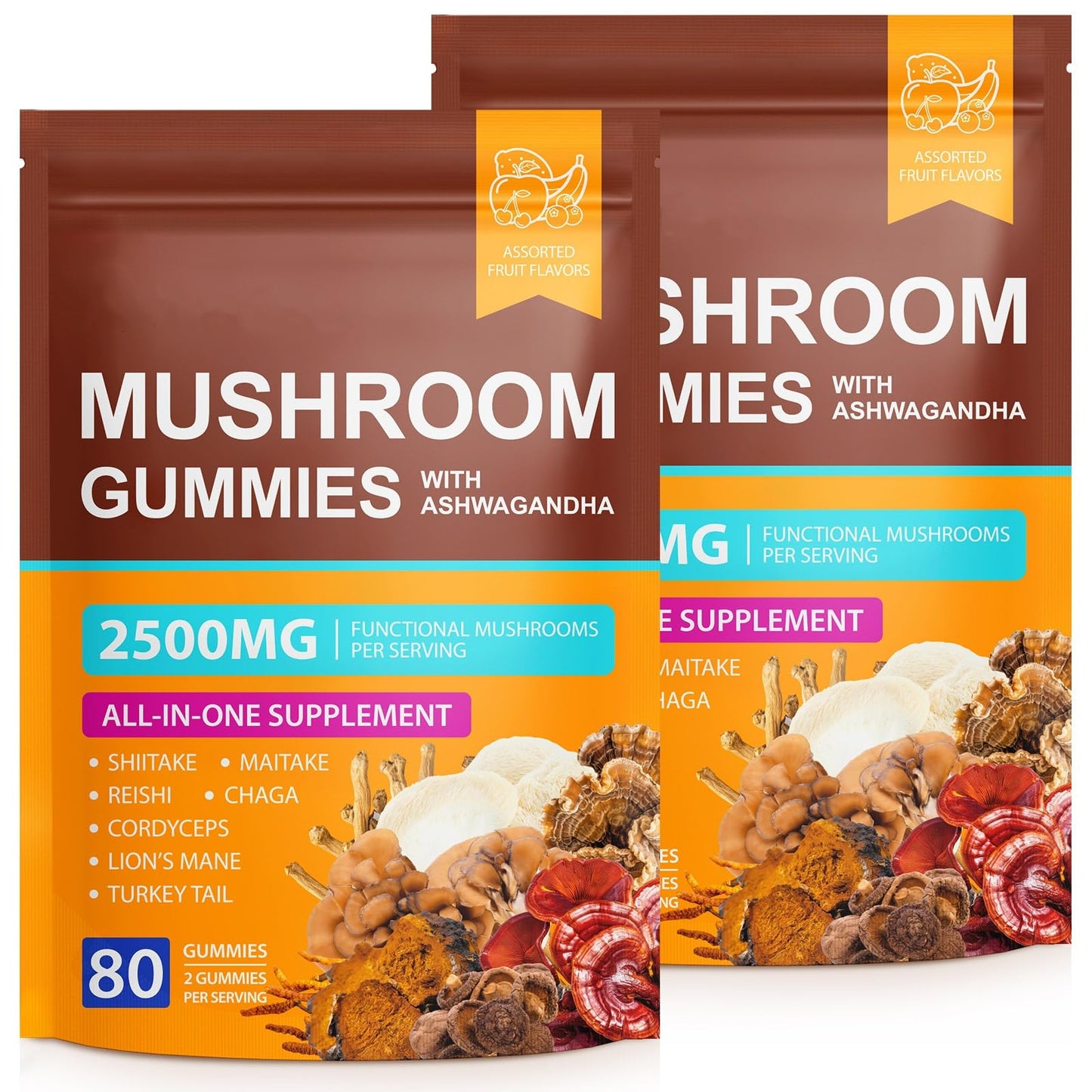 Beyxdu Mushroom with Ashwagandha 2500mg Lions Mane Mushroom Supplement Blend Organic Reishi, Cordyceps, Turkey Tail Softgels 160 Count