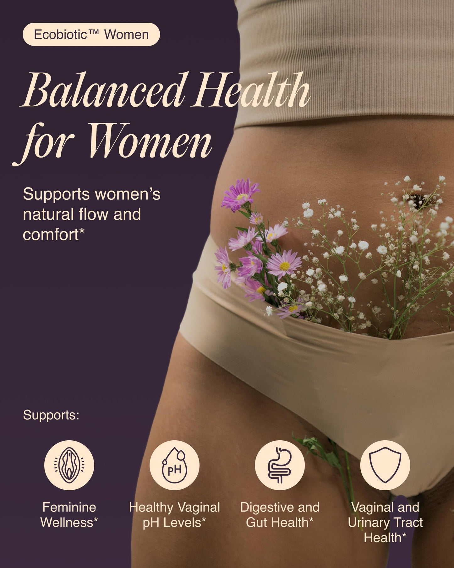 Ecosh Women's Probiotic for pH Balance, Urinary Tract & Gut Health, 60 Capsules