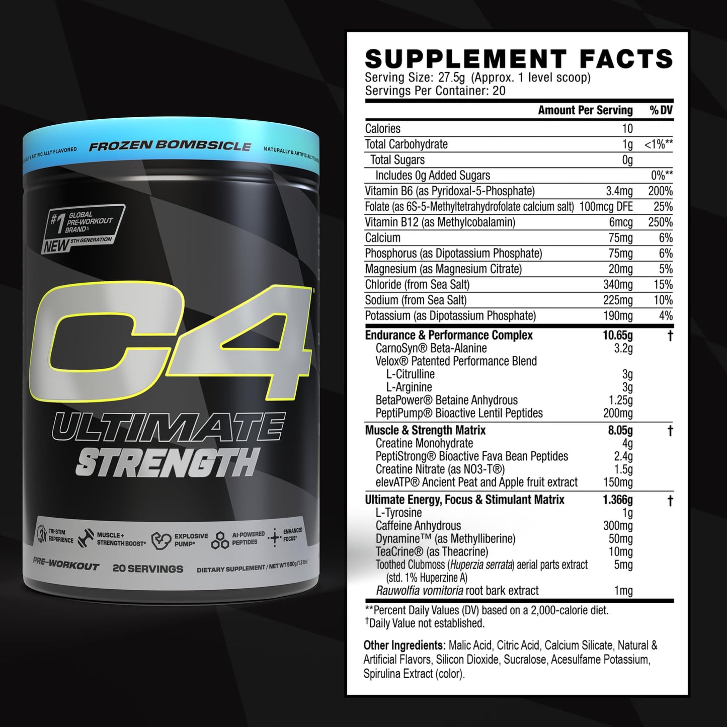 C4 Cellucor C4 Ultimate Strength Pre Workout Powder, 20 Servings