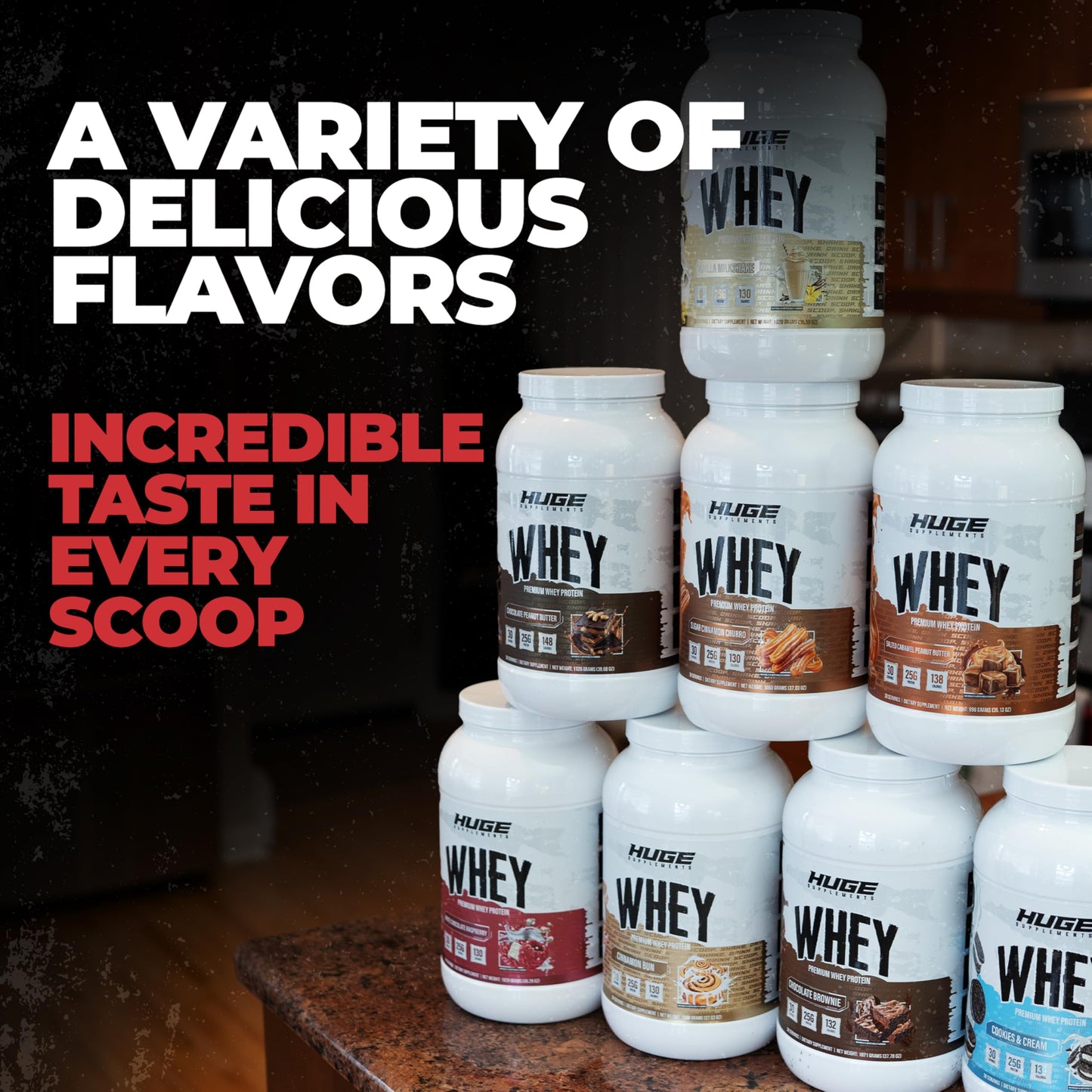 Huge Supplements Huge Whey Protein Powder, White Chocolate Raspberry, 30 Servings