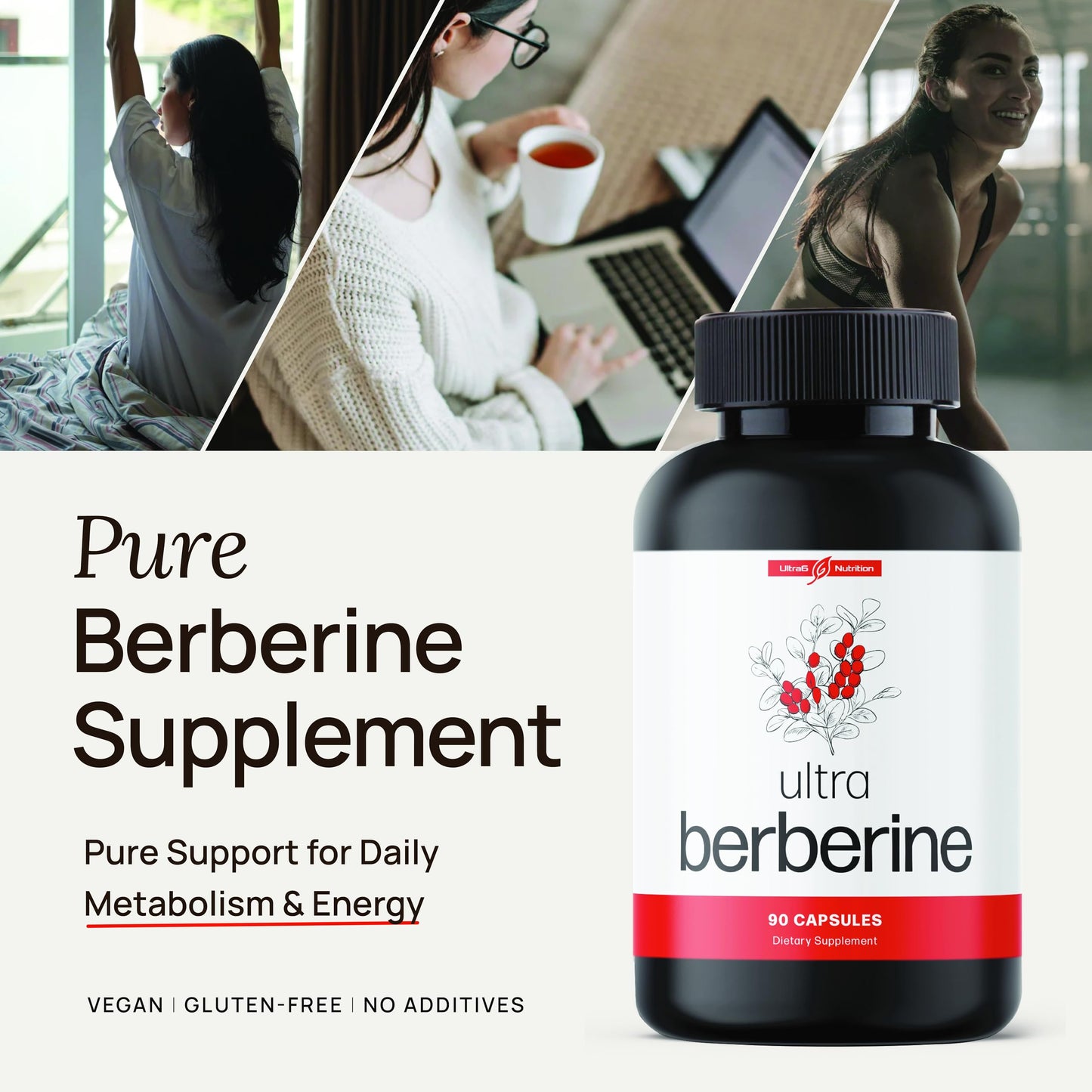Ultra6 Nutrition Berberine Supplement 90 Capsules