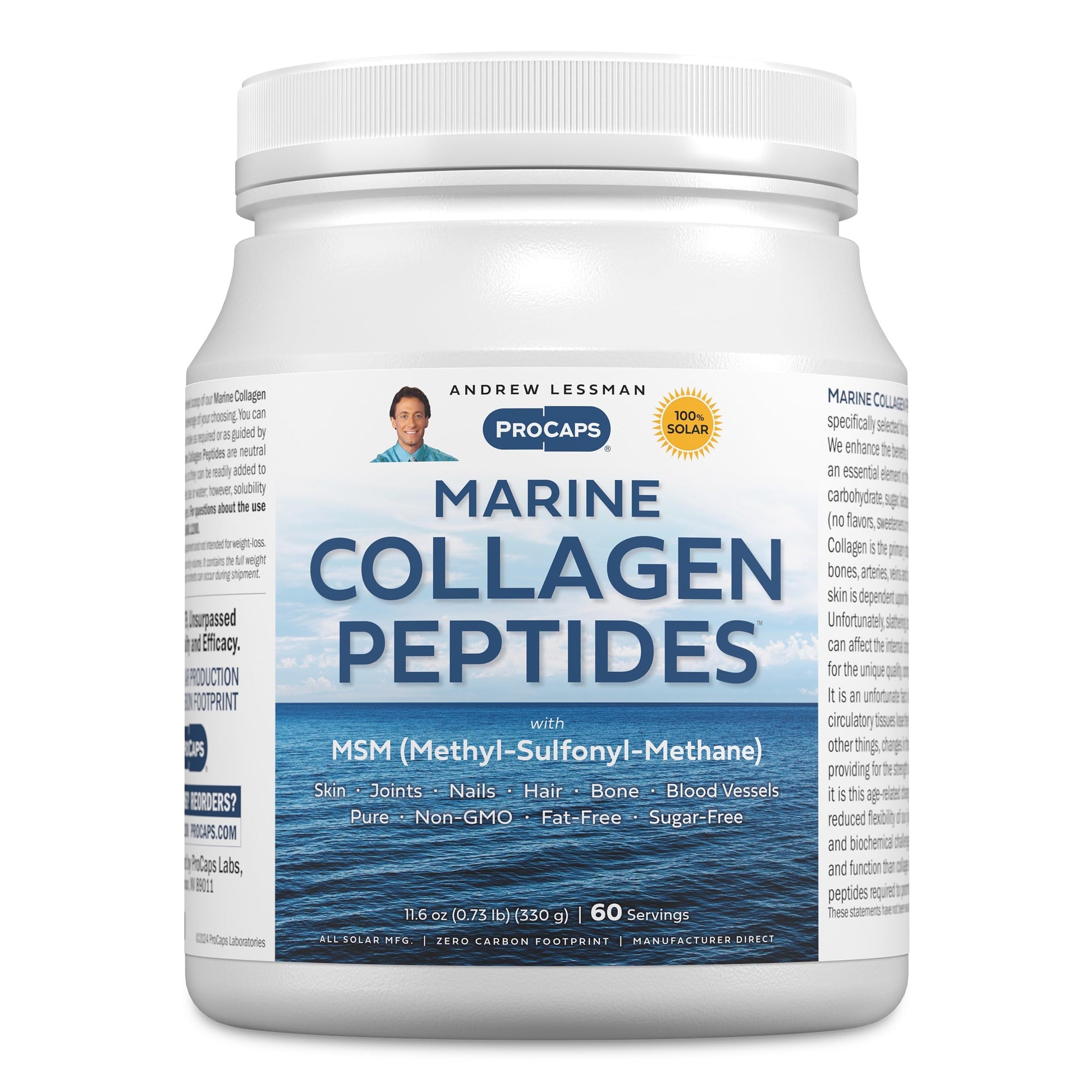 ANDREW LESSMAN Marine Collagen Peptides Powder and MSM, 60 Servings