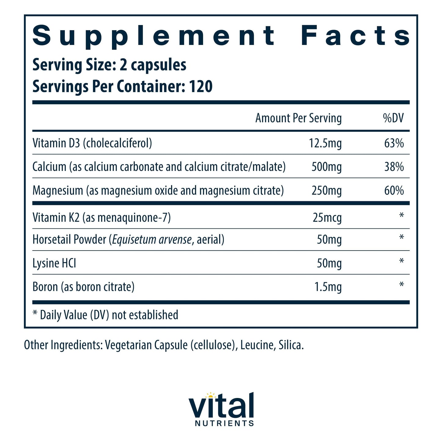 Vital Nutrients Osteo-Nutrients II - Vitamin K2 + D3, Calcium, Boron, and Magnesium for Bone Strength Capsules 240