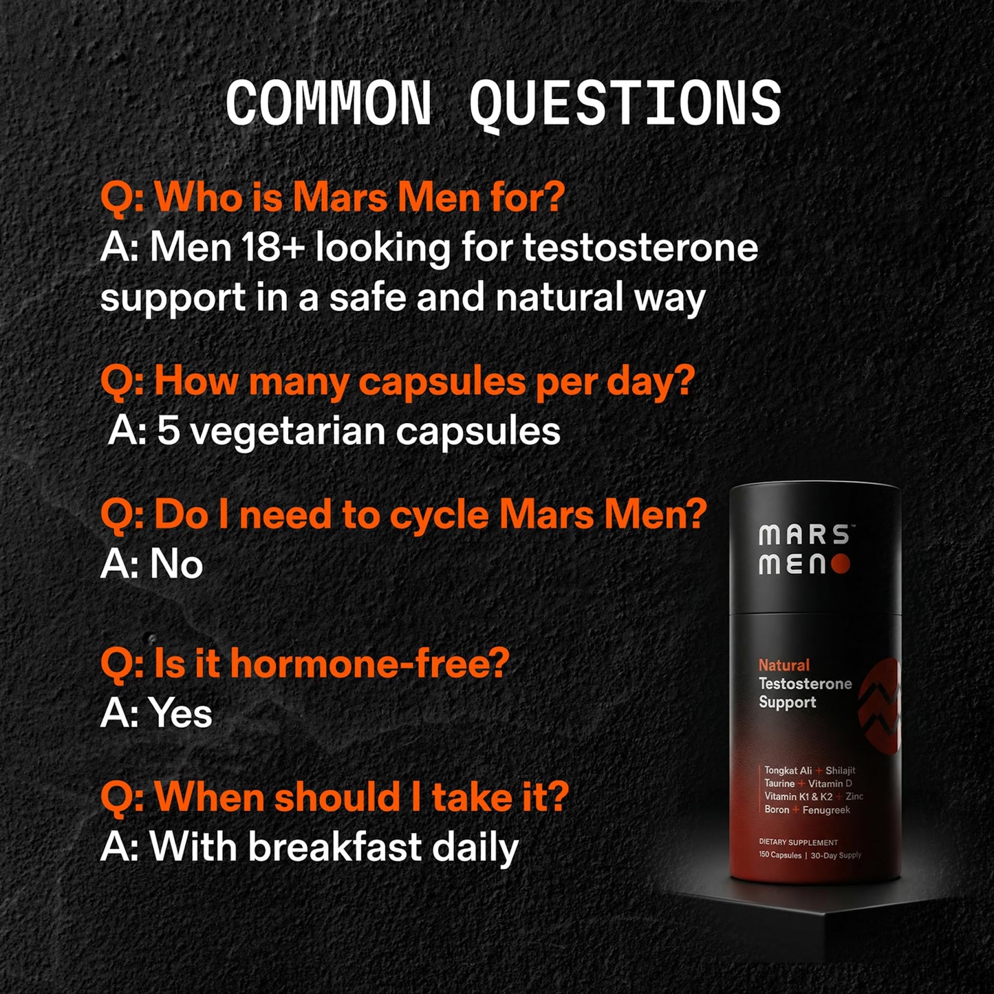 MARS MEN Testosterone Booster for Men Capsules, 150 Capsules