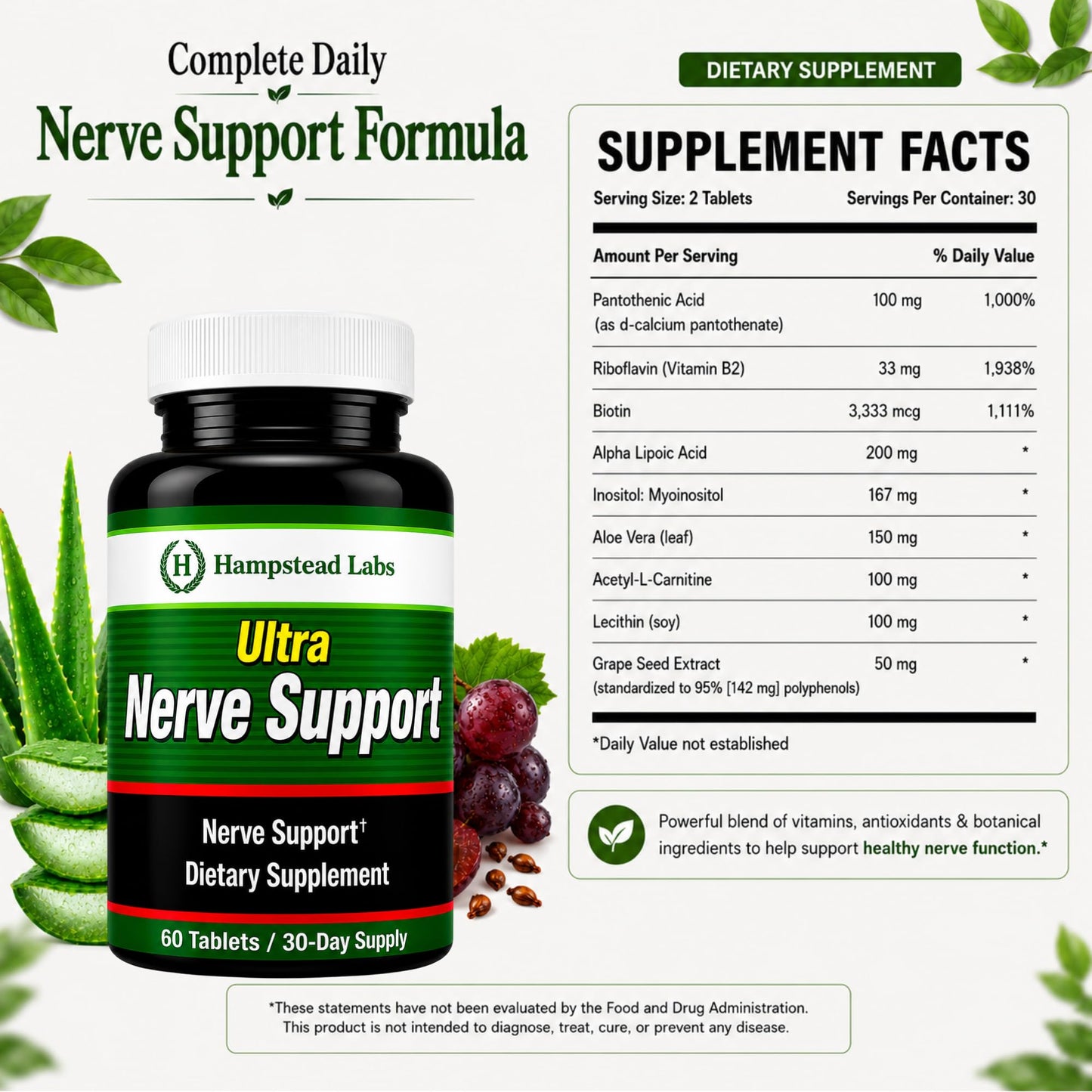 Hampstead Labs Ultra Nerve Support Capsule 1 Count