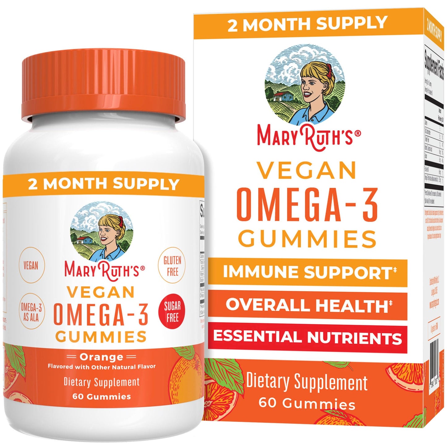 MARYRUTH'S Vegan Omega 3 Gummies for Adults Gummy, 60 Count