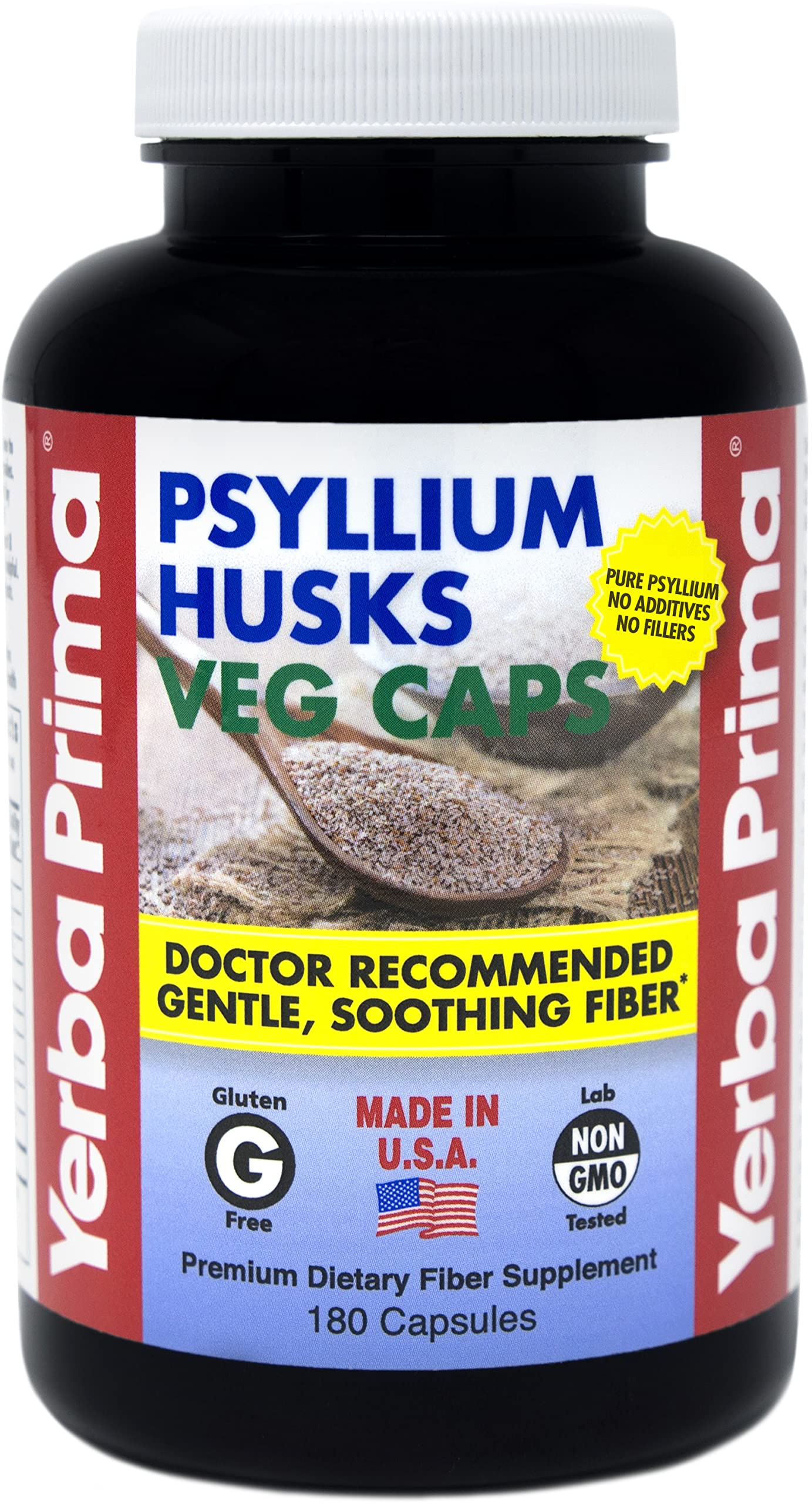 Yerba Prima Psyllium Husks Capsules, 180 Count
