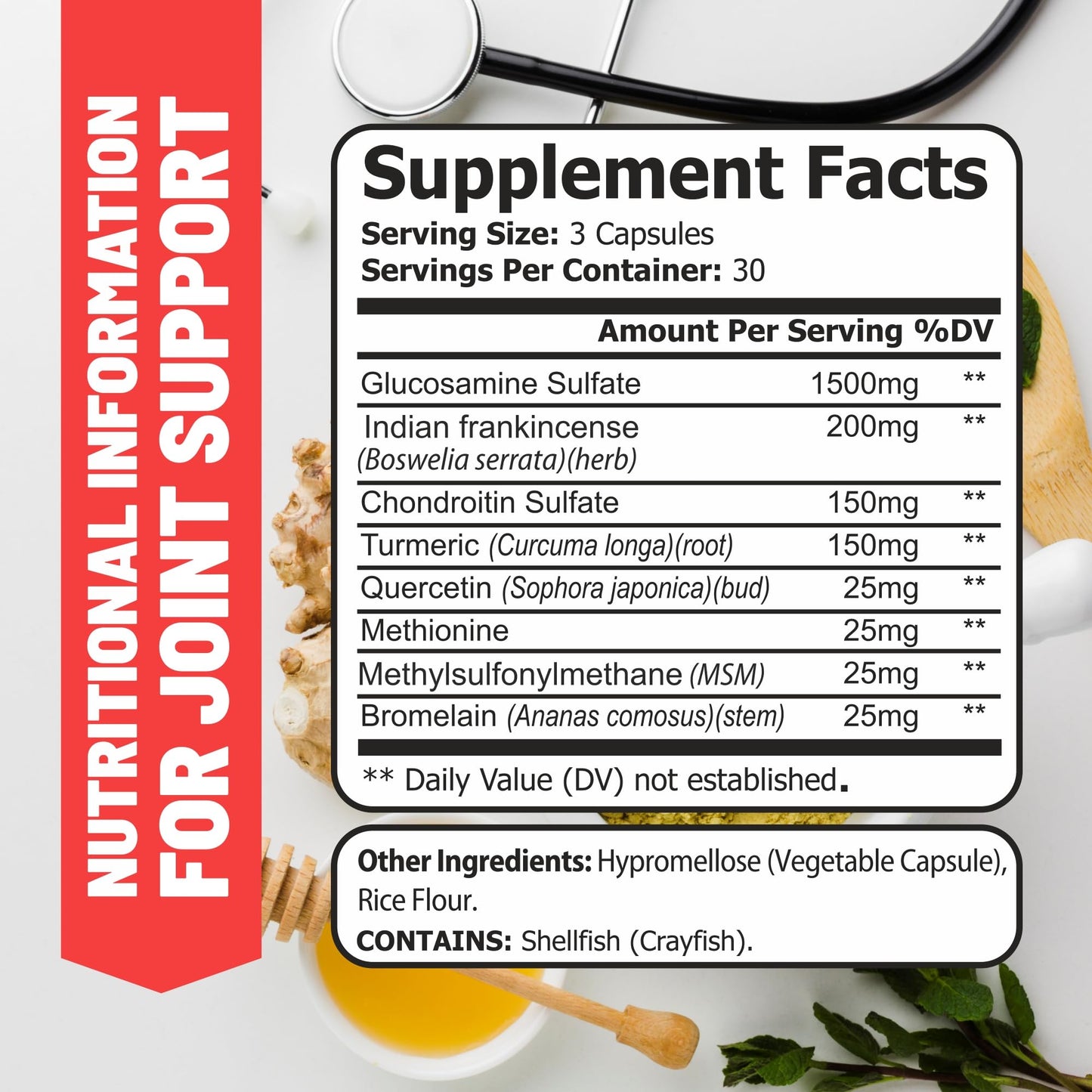 WHOLE WORLD WELLNESS Joint Support Supplement with Glucosamine Chondroitin MSM Turmeric Boswelia Capsules, 90 Count