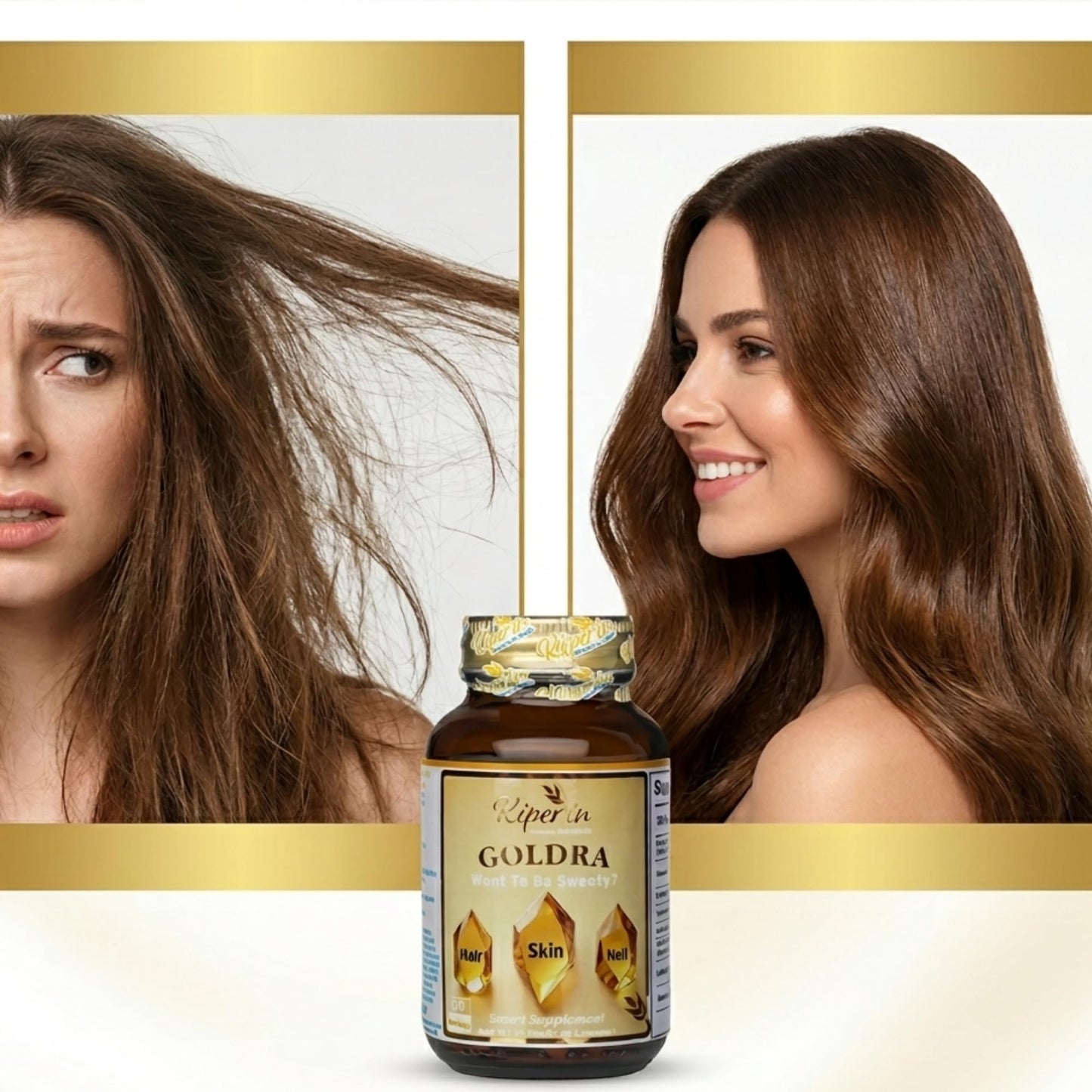 Kiperin Goldra Hair Skin Nails Biotin Hydrolyzed Keratin Hyaluronic Acid Beauty Support Capsule 1
