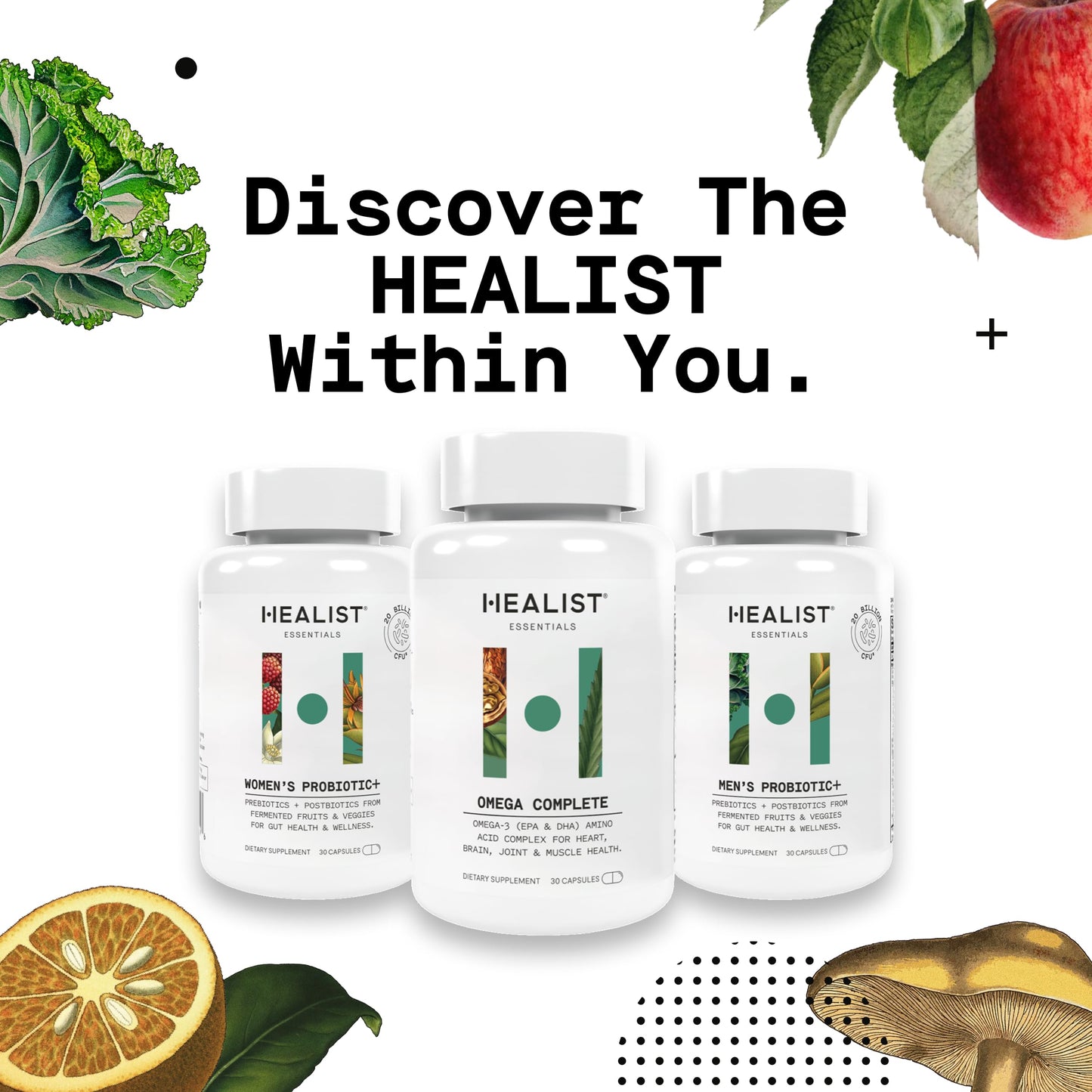 Healist Advanced Naturals Probiotics for Women - 20 Billion CFU with Prebiotics & Postbiotics, Immune & Gut Health, Vaginal Probiotics for UT Support, pH Balance, Gluten Free, Vegan, Non-GMO, 30 Capsules