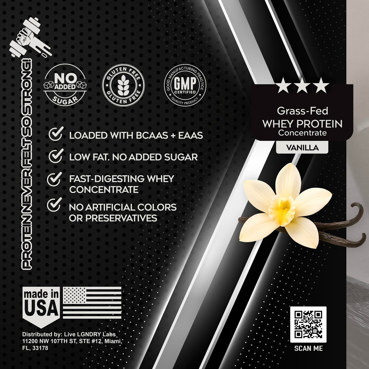 LIVE LGNDRY LABS Grass-Fed Vanilla Whey Protein Powder, 32 Servings