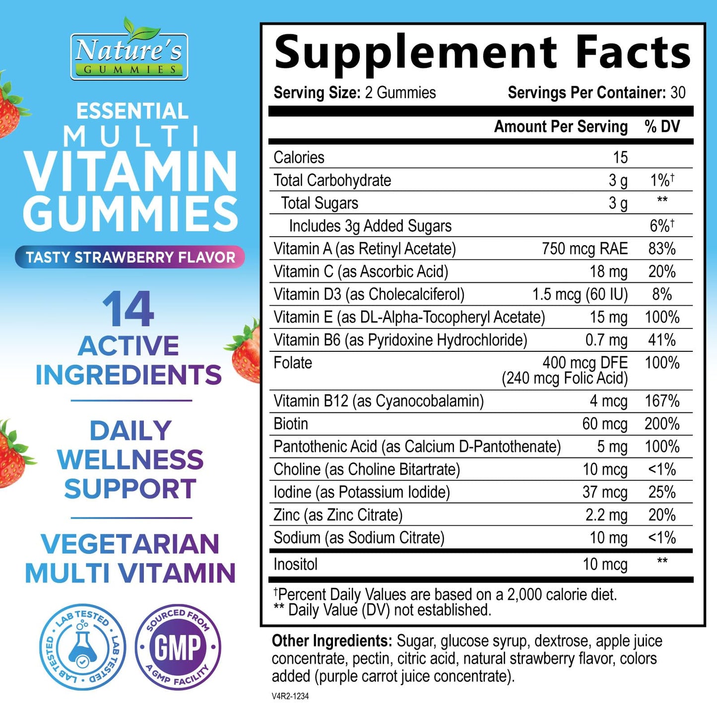 Nature's Gummies Multivitamin Gummies for Adults - Complete Multivitamin Gummies for Women & Men, Vegetarian, 60 Gummies