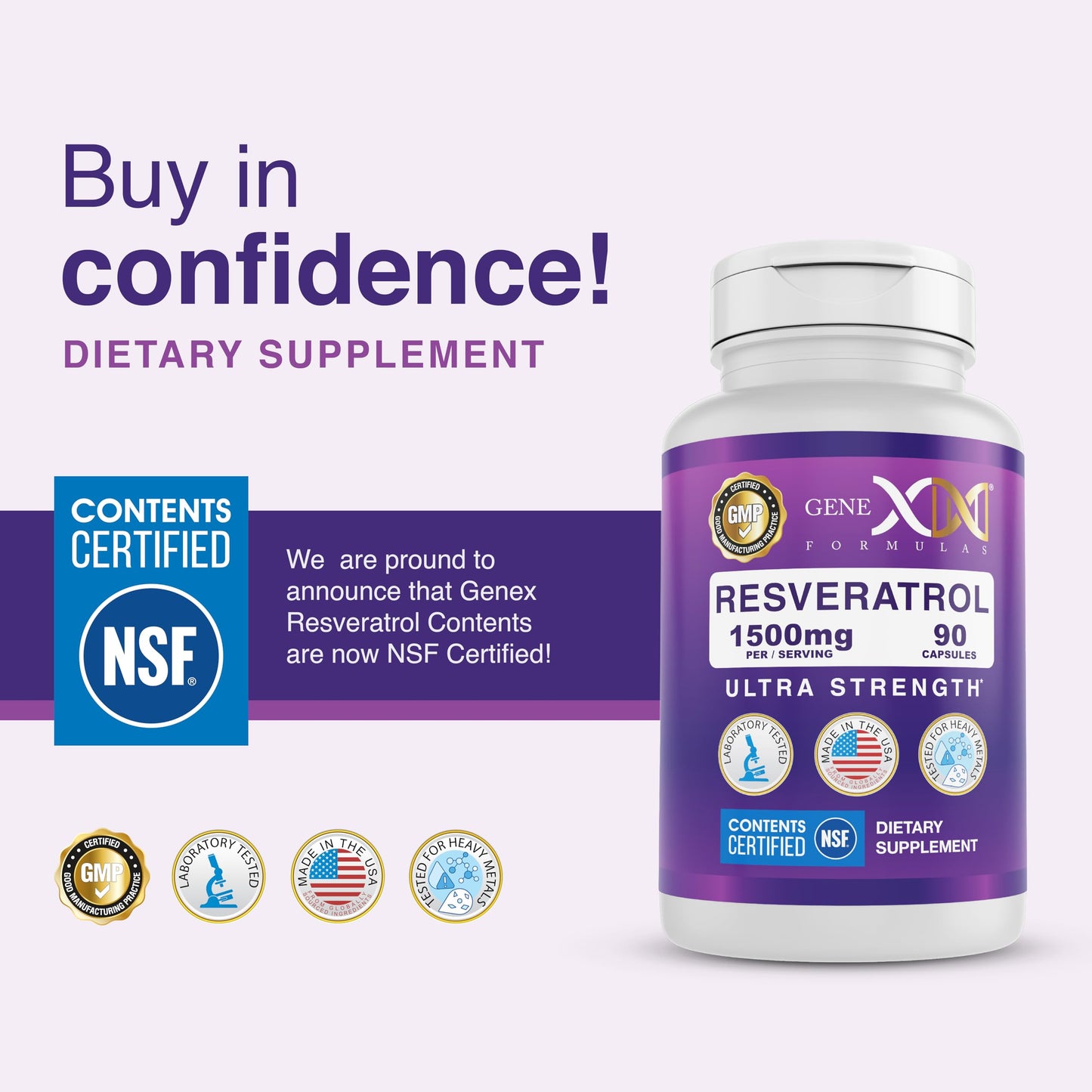Genex Formulas Resveratrol 1500 mg Capsule, 90 Count