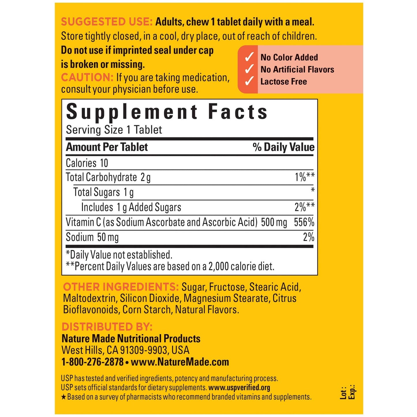 Nature Made Chewable Vitamin C 500 mg Tablets, 150 Count
