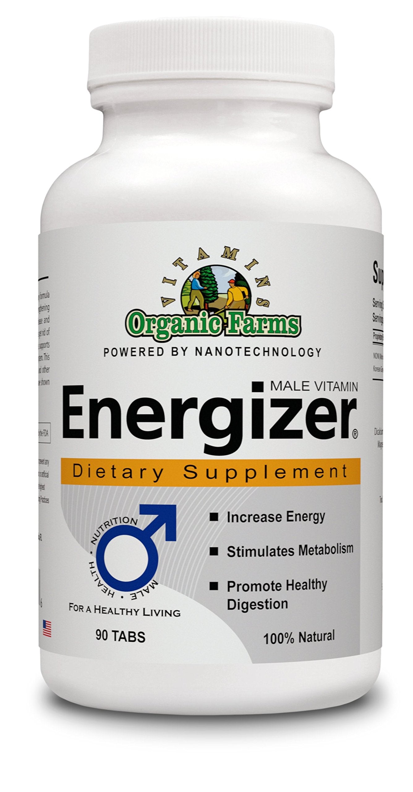 Organic Farms Vitamins Energizer Male Vitamin 90 Tablets