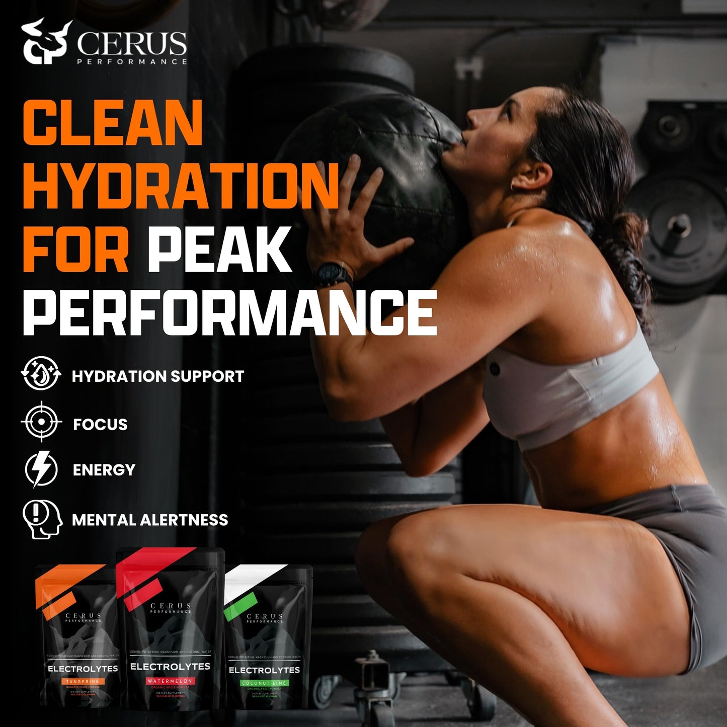 Cerus Performance Electrolyte Powder, Tangerine Flavor, 6.56 oz