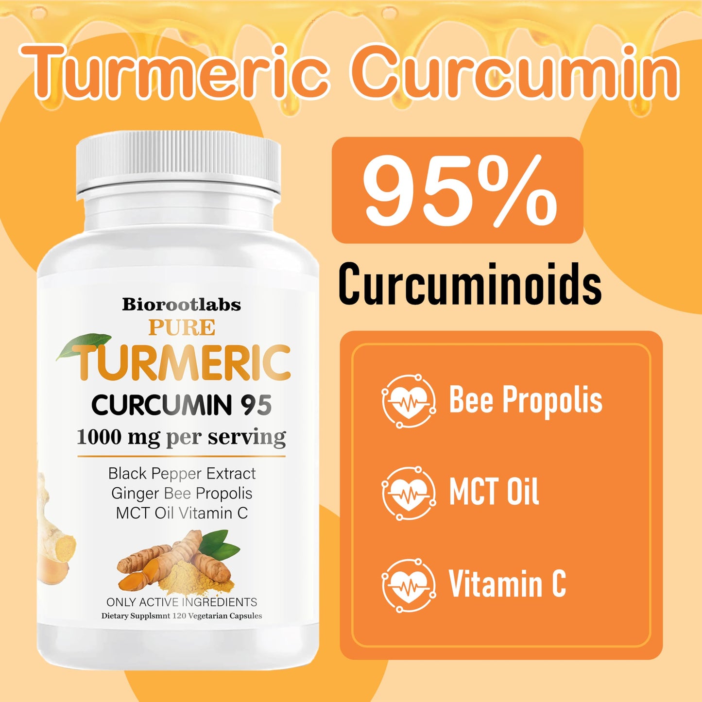 Biorootlabs Turmeric Curcumin with Black Pepper Softgels 120 Count