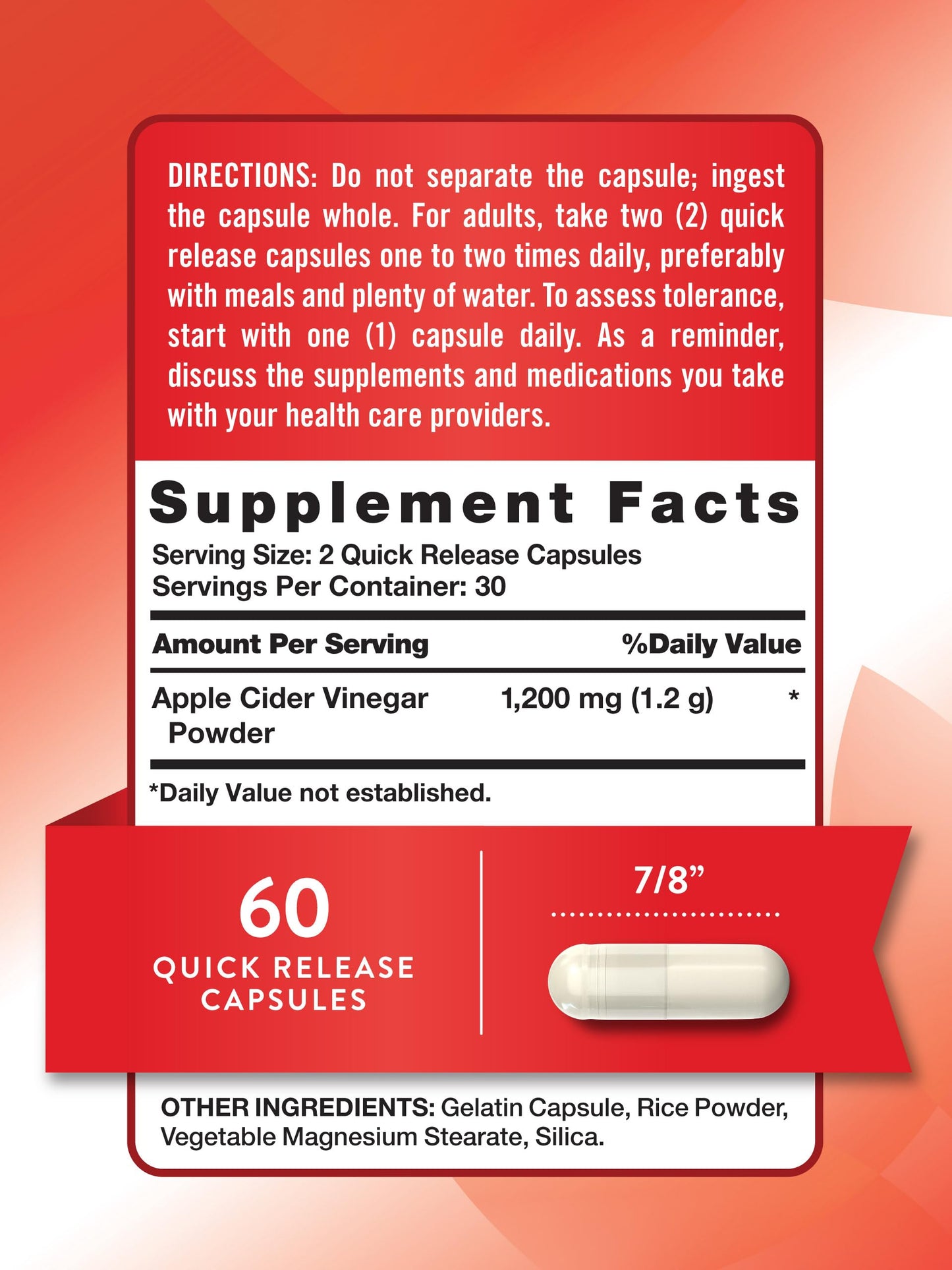 Nature's Truth Apple Cider Vinegar Capsules 60 Count