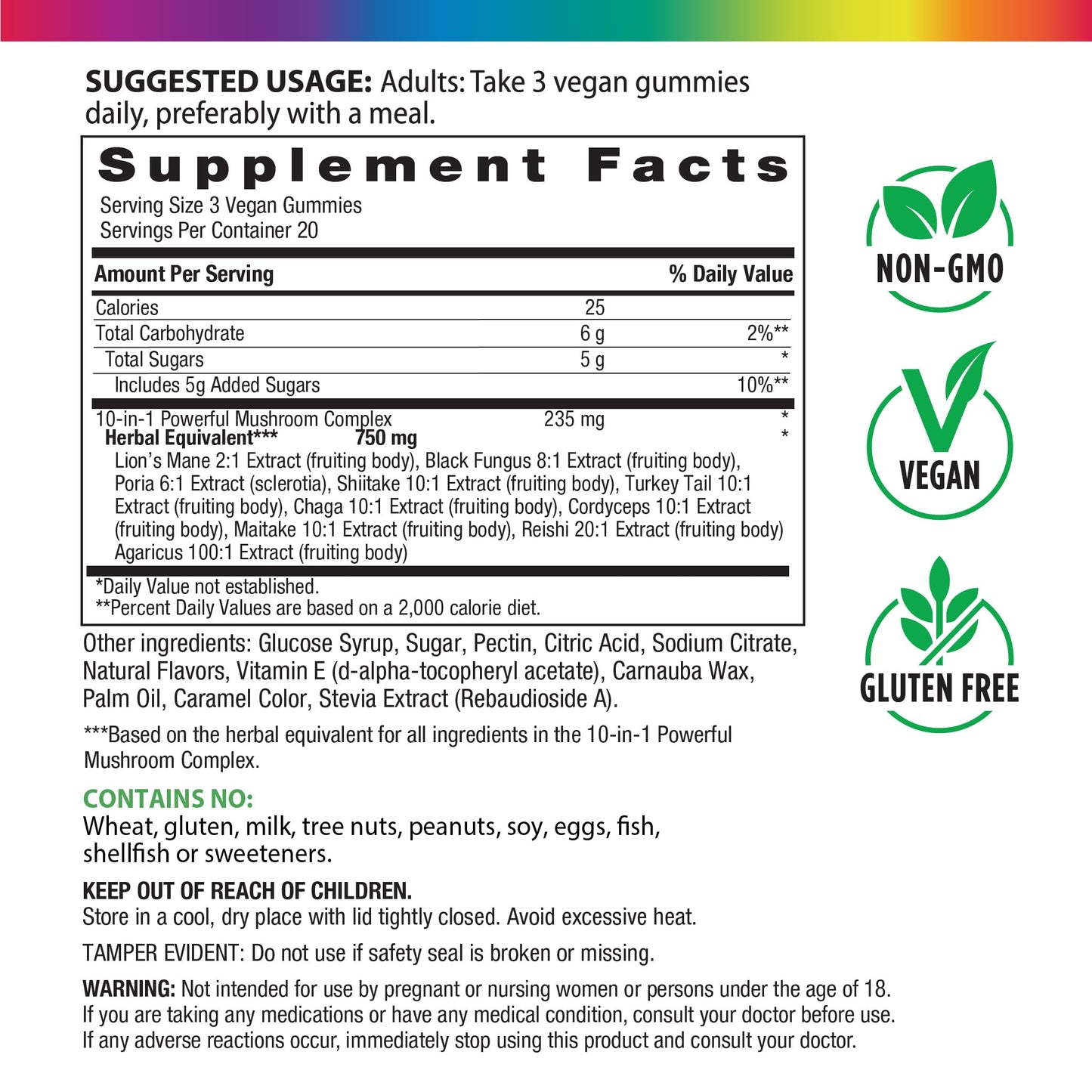 Rainbow Light Mushroom Power Complex Gummies 60 Count