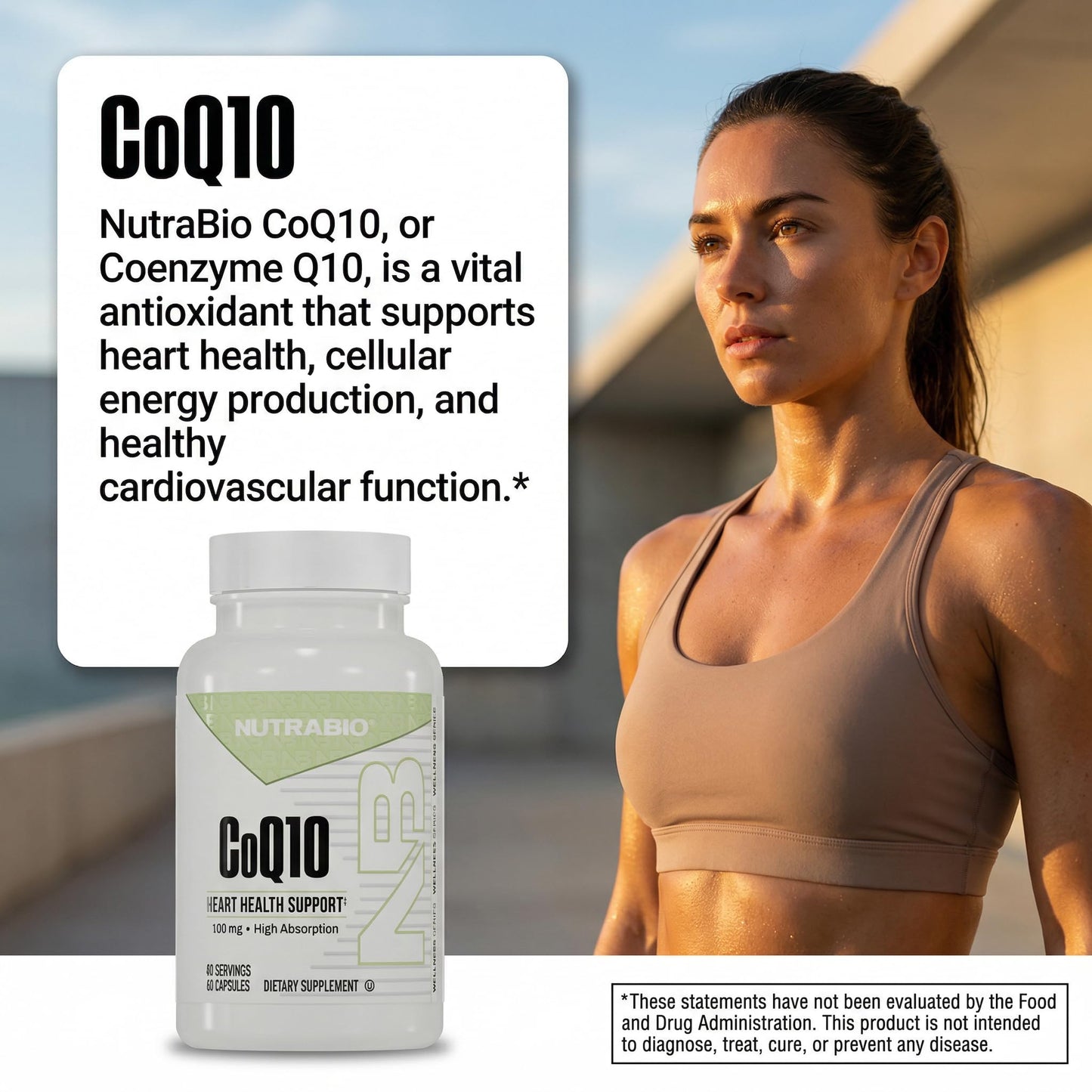 NutraBio CoQ10 Dietary Supplement 60 Capsules
