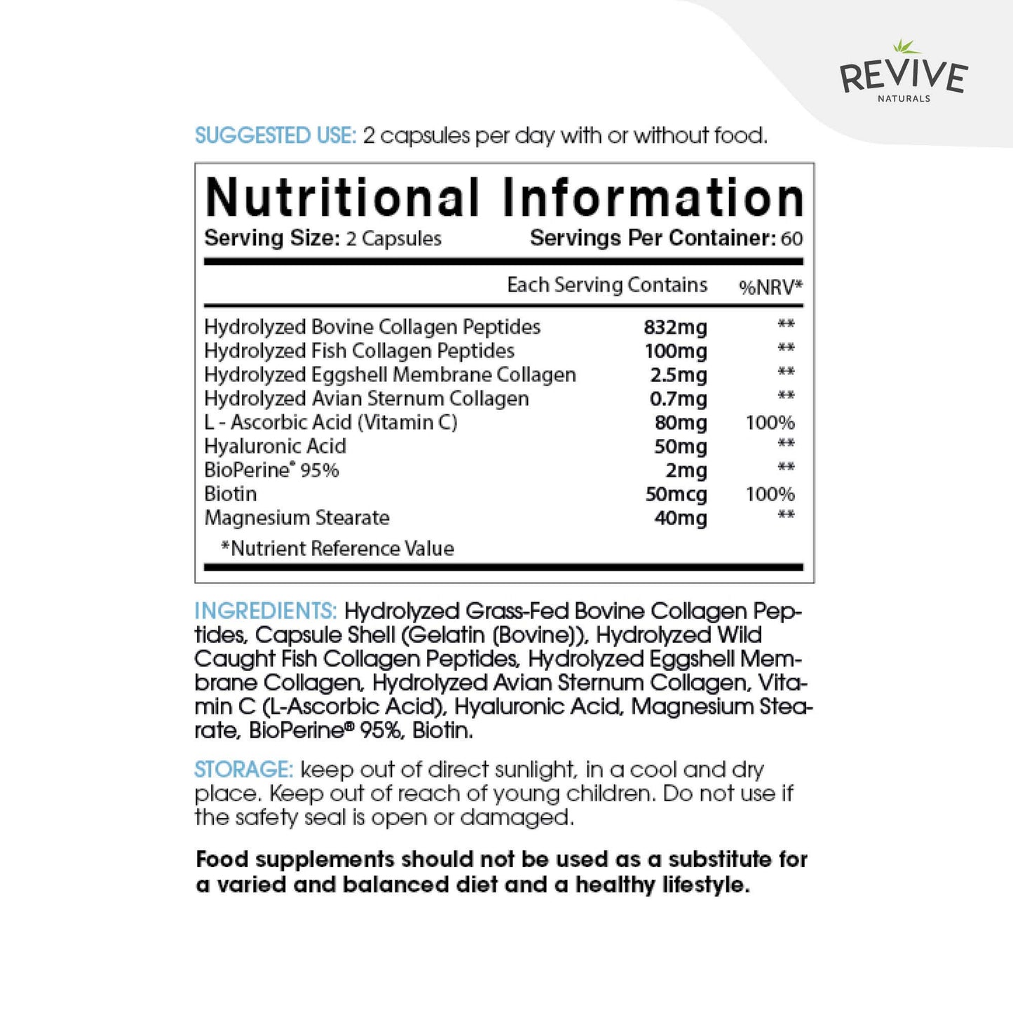 Revive Naturals Multi Collagen Protein Powder, 120