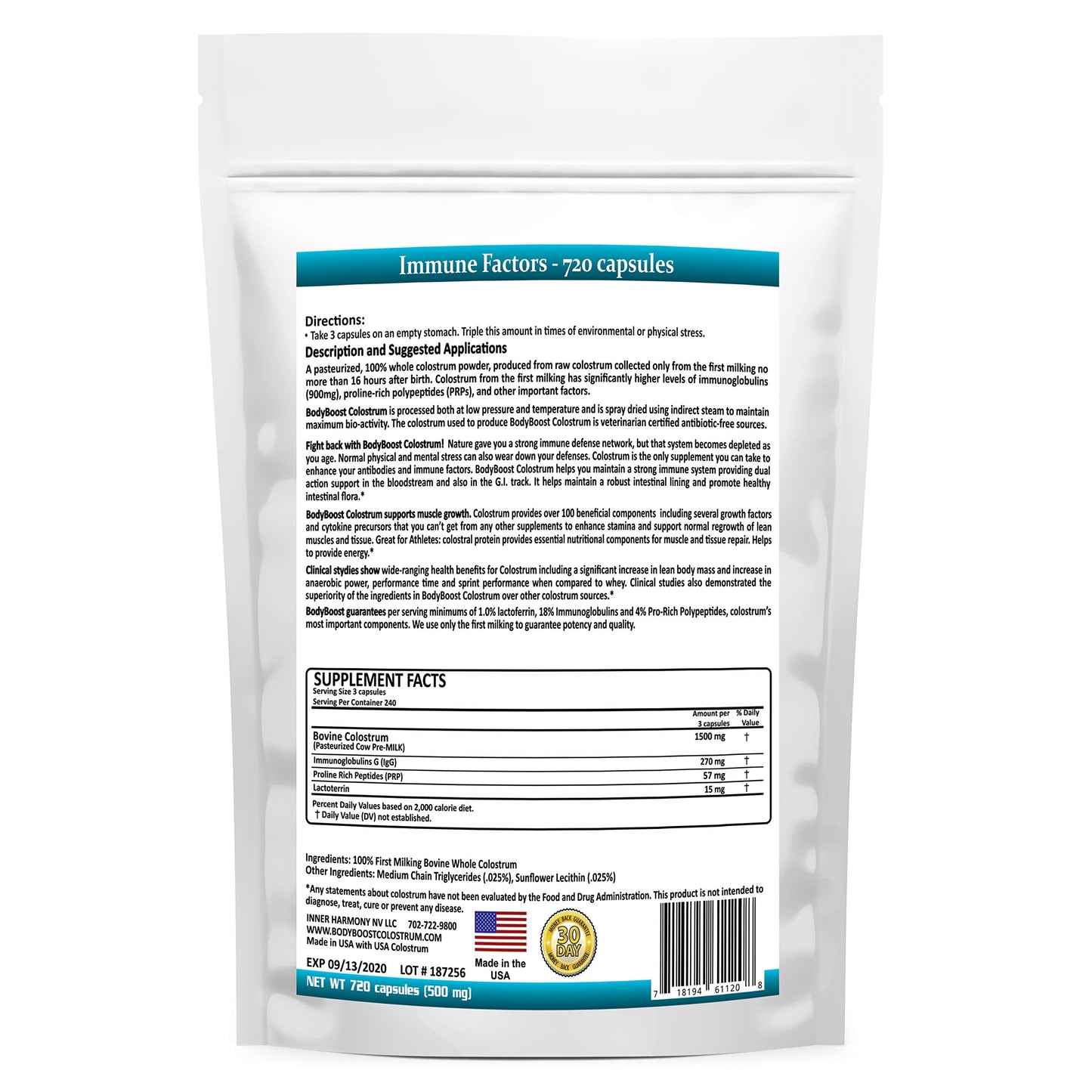 BodyBoost Colostrum Capsules 720 Count