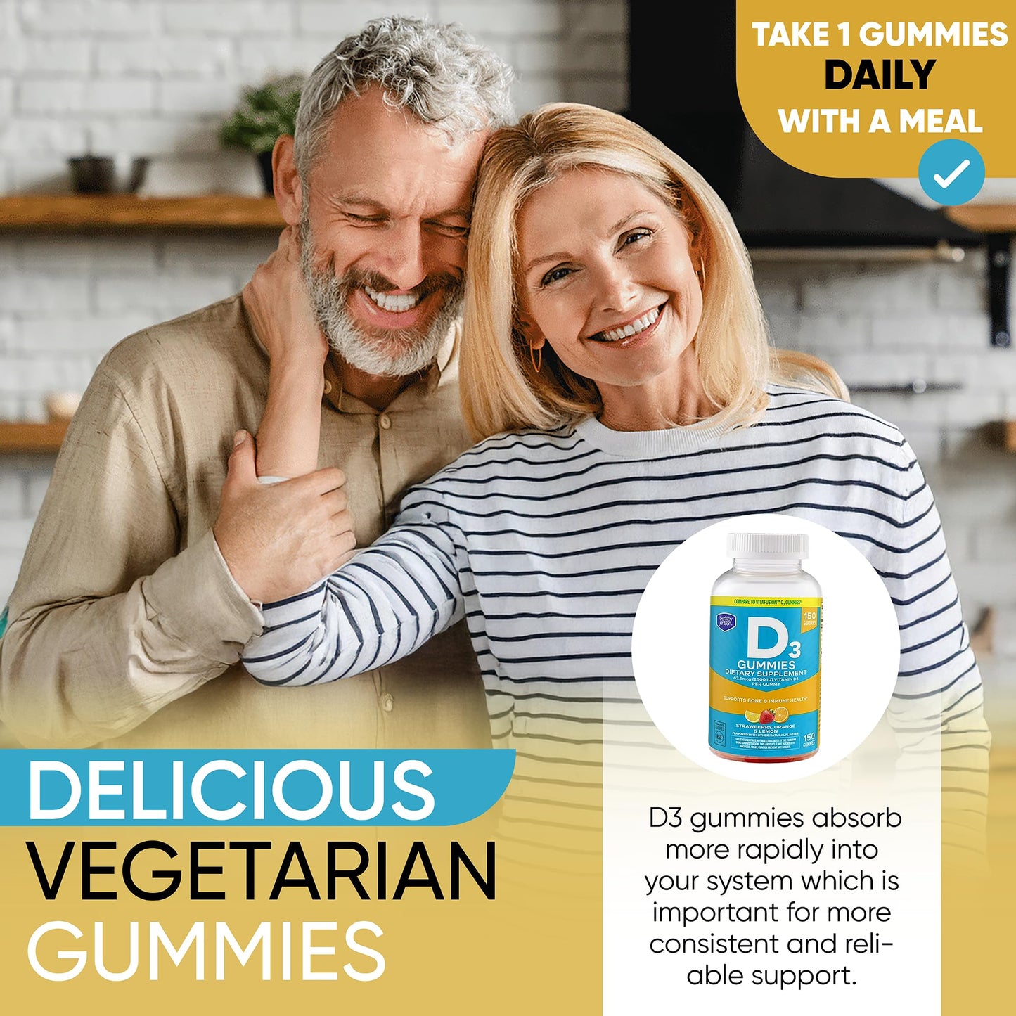 Berkley Jensen Vitamin D3 2,500IU Gummies, 150 Count