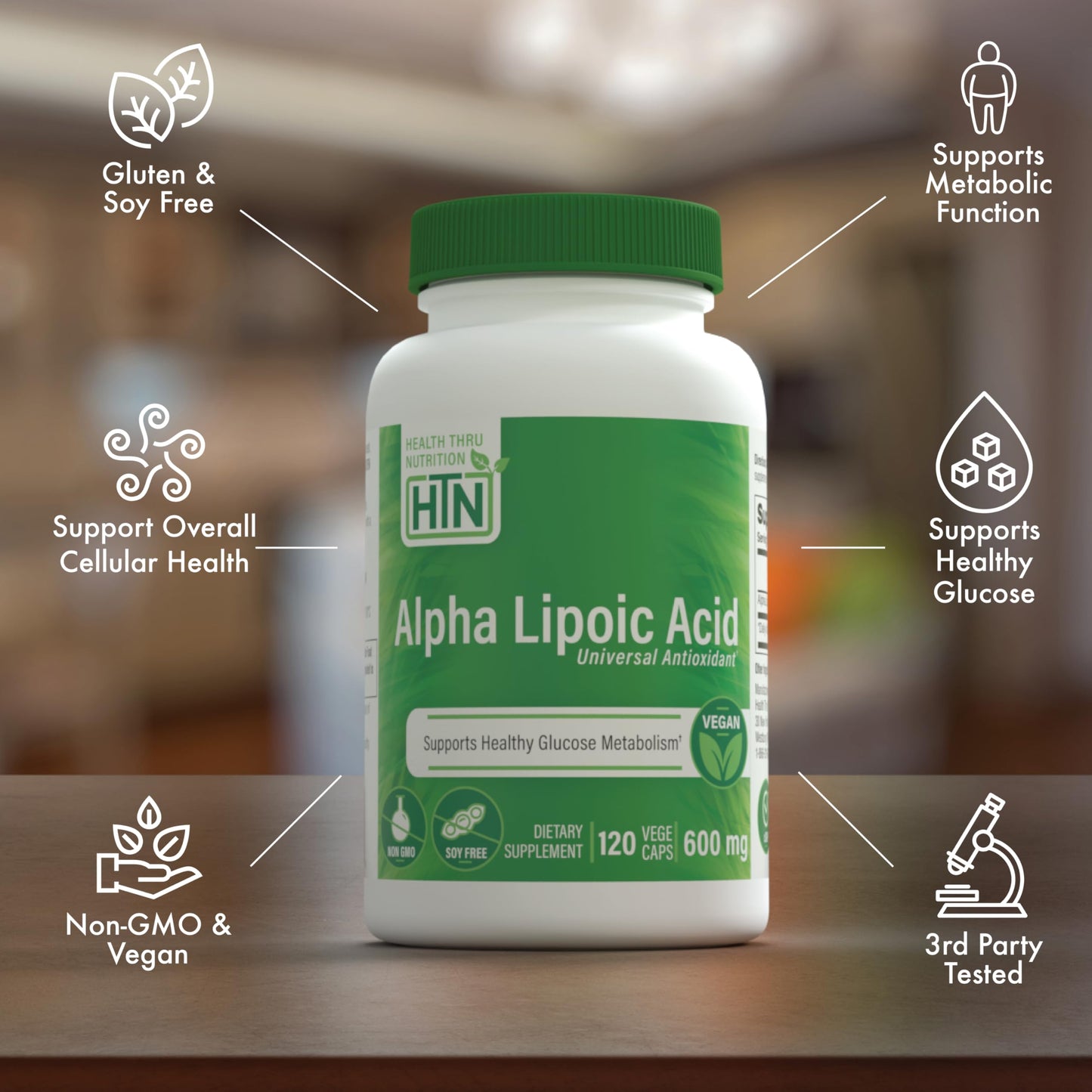 Health Thru Nutrition Alpha Lipoic Acid 600mg Capsules, 120 Count