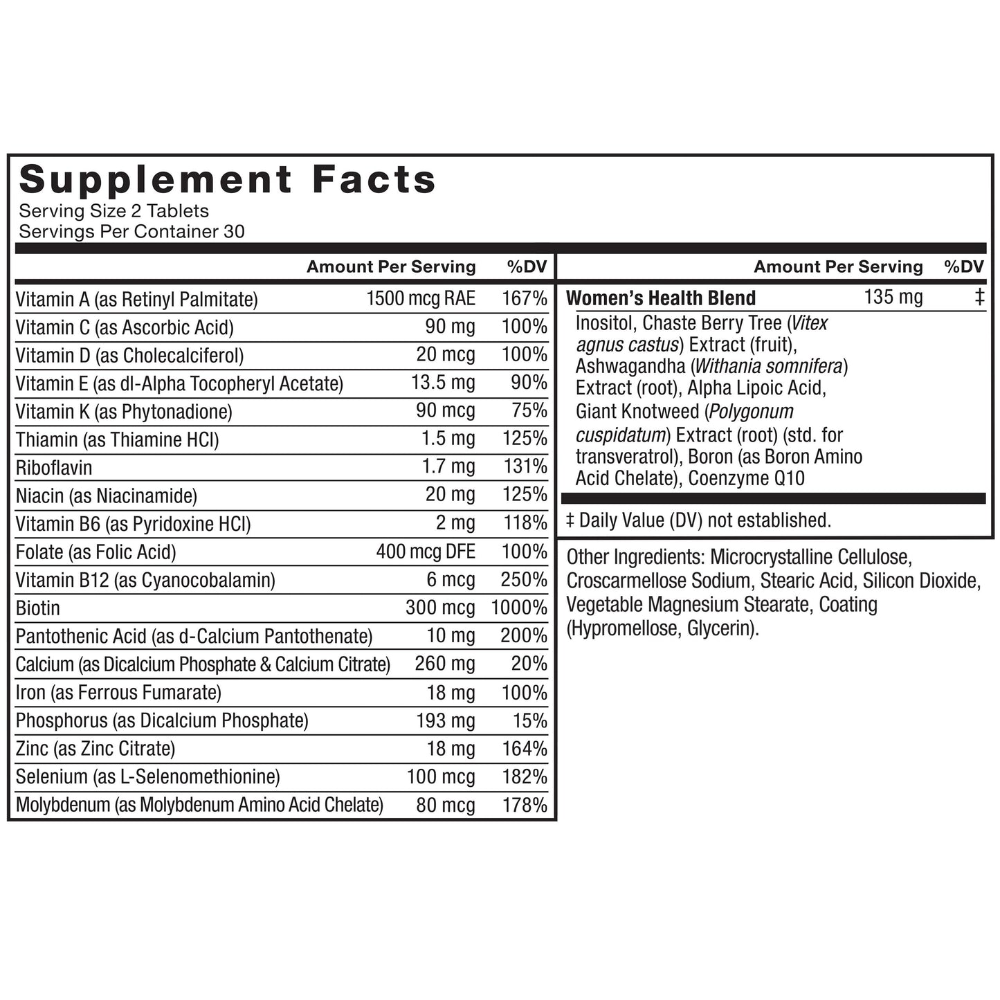 Force Factor Women's Multivitamin with 20 Vitamins & Minerals Tablet 60 Count