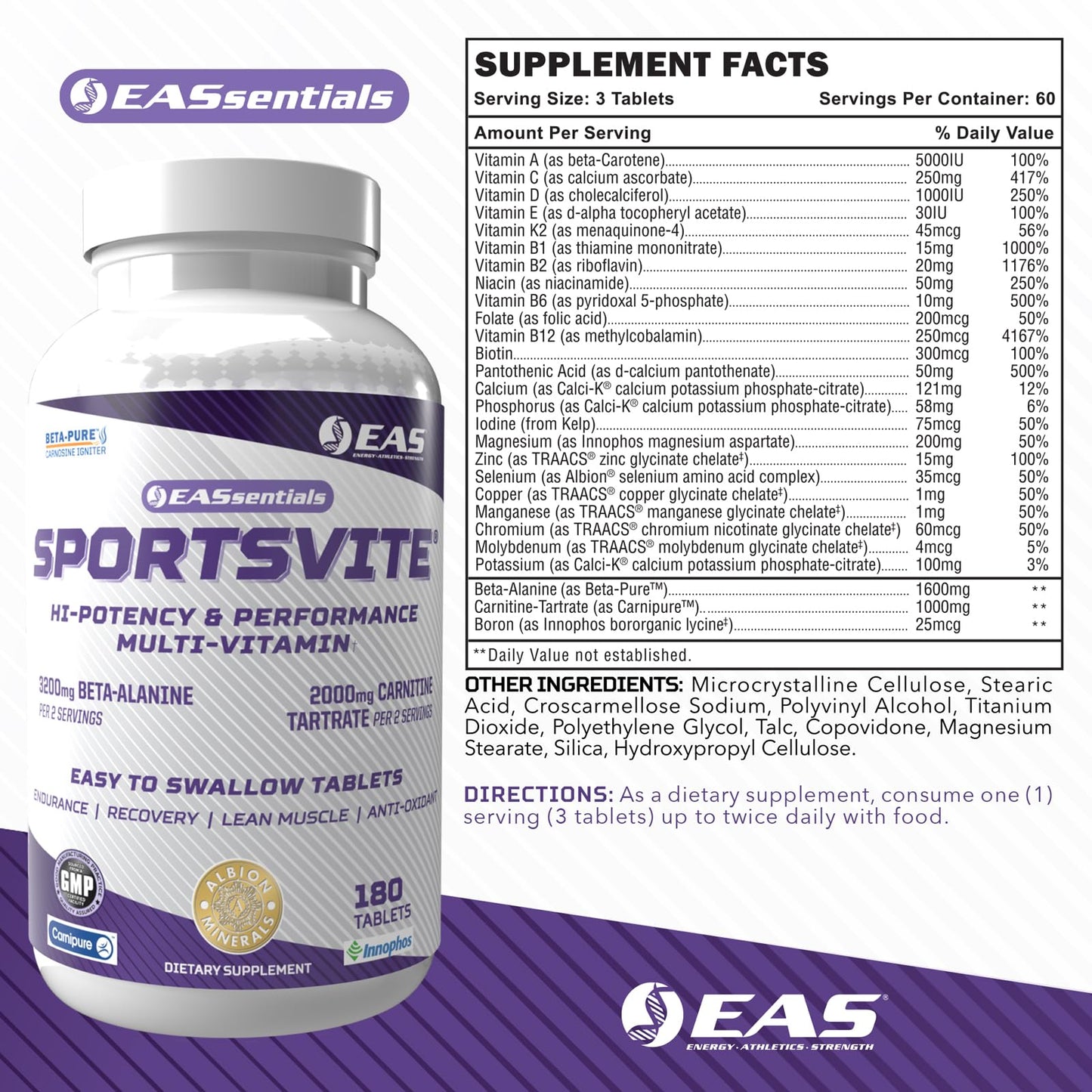 EAS SportsVite High Potency Multivitamin for Athletes 180 Tablets