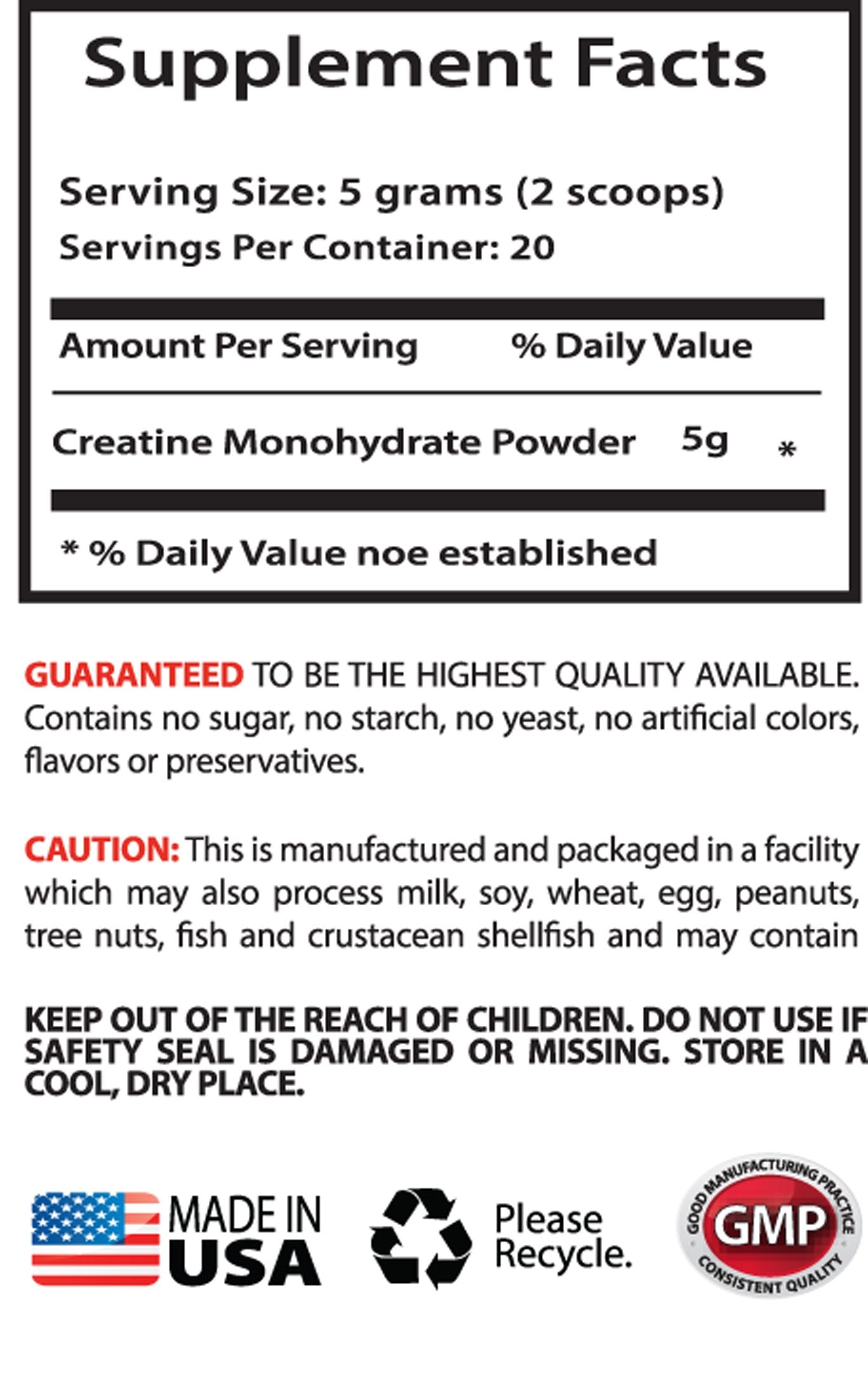 Sport Supplements Best Creatine Powder 1 Bottle