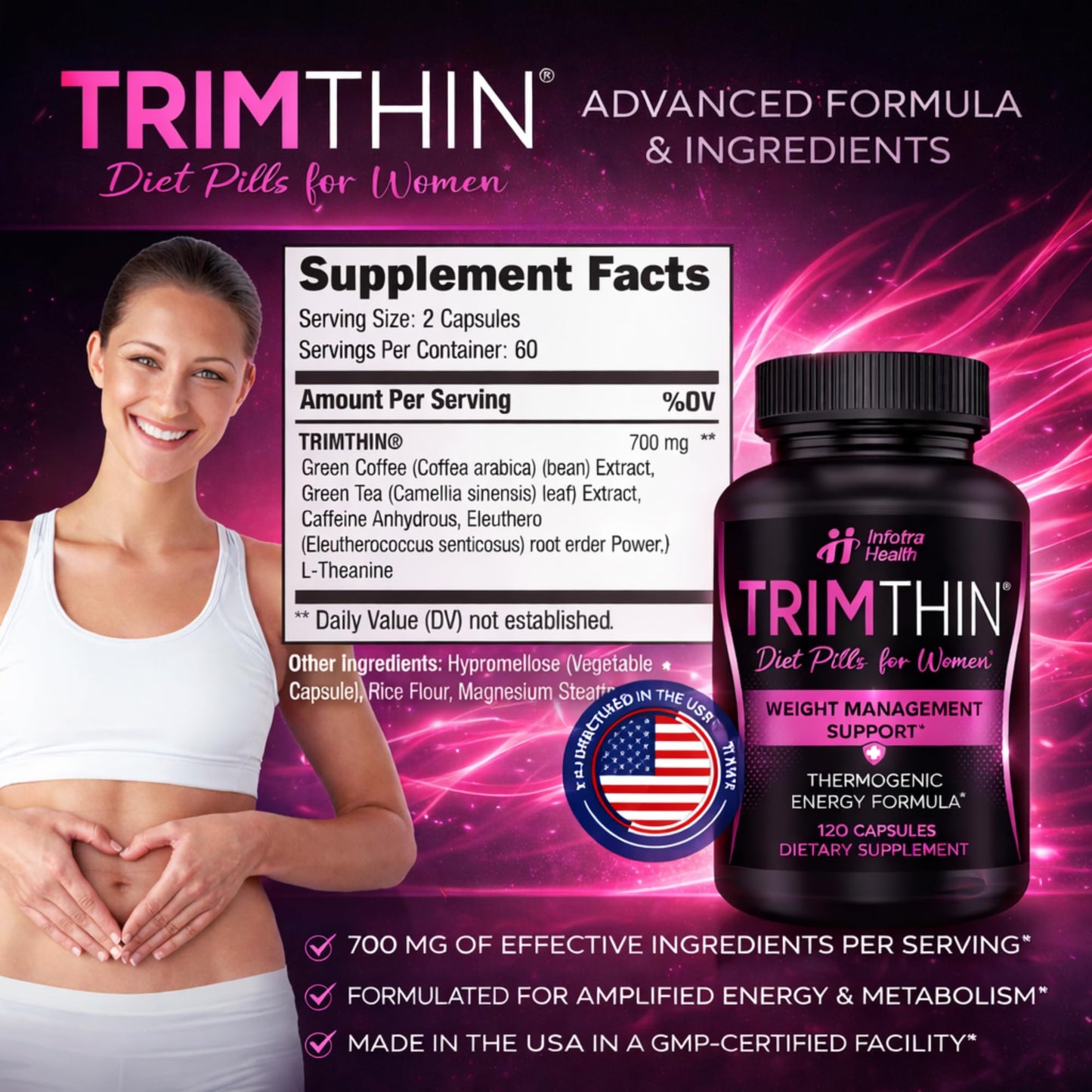 TrimThin Intechra Health Diet Pills for Women Capsules 120
