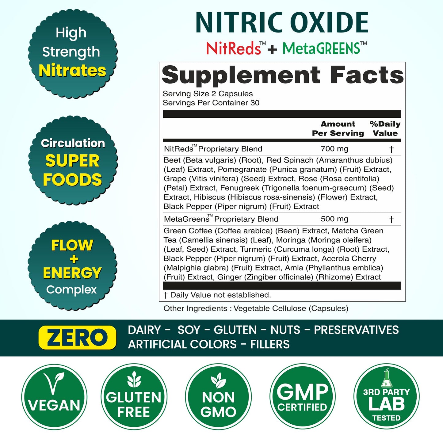 Organic Veda Nitric Oxide Booster NitReds Nitrates Complex Capsule 60 Vegan Capsules